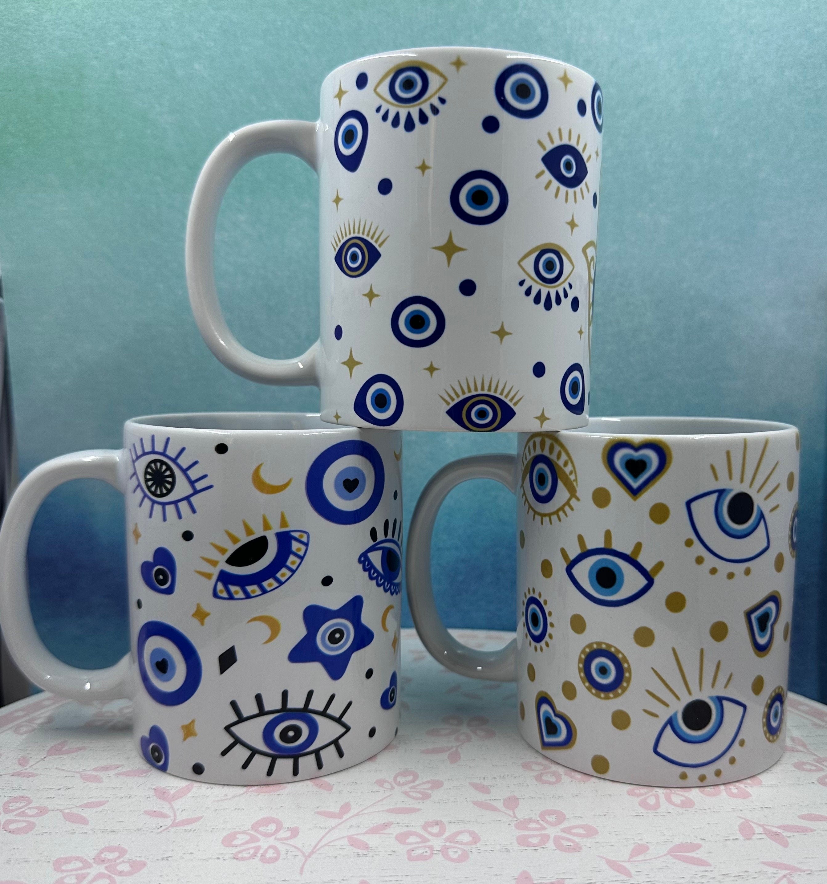 Personalized Mug, Evil Eye Mugs, 11oz Mug, Evil Eye Design Mugs, Mugs, Custom mugs, Kitchenware, Evil Eye Design Mug