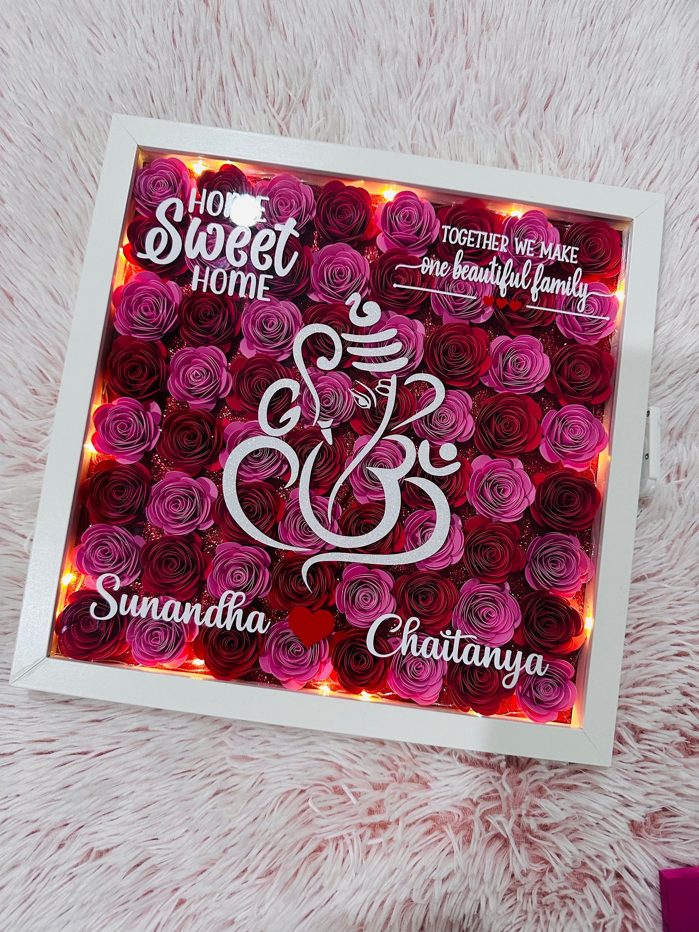 Shadow Box - Ganesh Custom Shadow Box, Housewarming Shadow Box, Custom Shadow Box, Housewarming Gifts, Paperflower Shadow Box, Custom Gifts