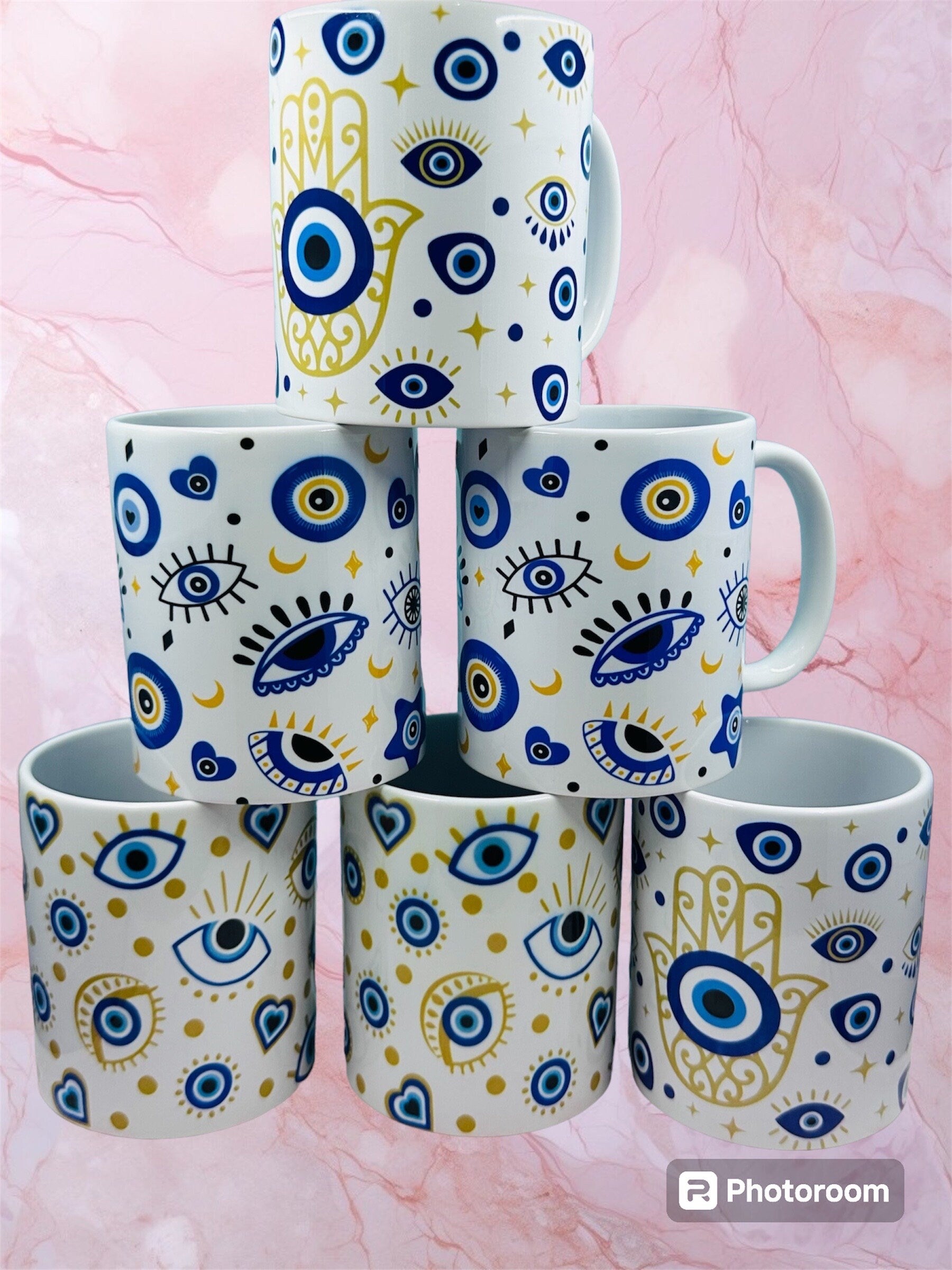 Personalized Mug, Evil Eye Mugs, 11oz Mug, Evil Eye Design Mugs, Mugs, Custom mugs, Kitchenware, Evil Eye Design Mug