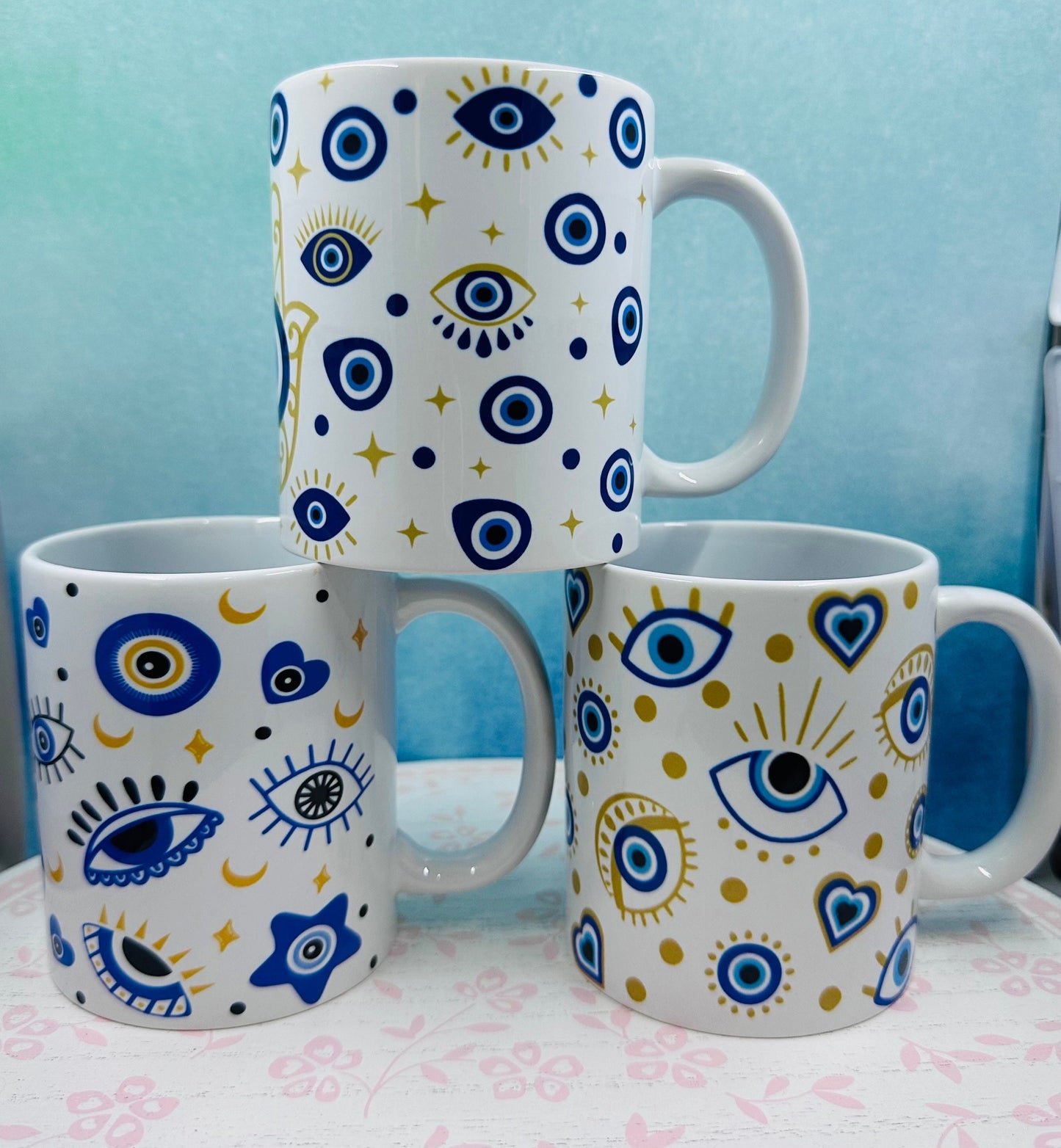 Personalized Mug, Evil Eye Mugs, 11oz Mug, Evil Eye Design Mugs, Mugs, Custom mugs, Kitchenware, Evil Eye Design Mug