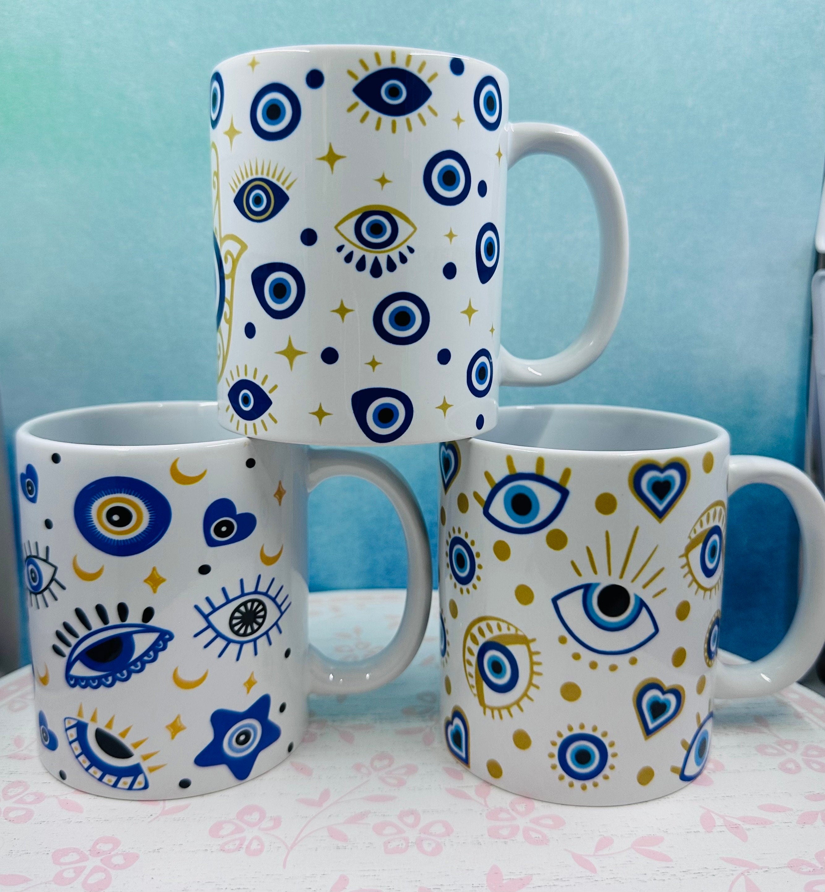 Personalized Mug, Evil Eye Mugs, 11oz Mug, Evil Eye Design Mugs, Mugs, Custom mugs, Kitchenware, Evil Eye Design Mug