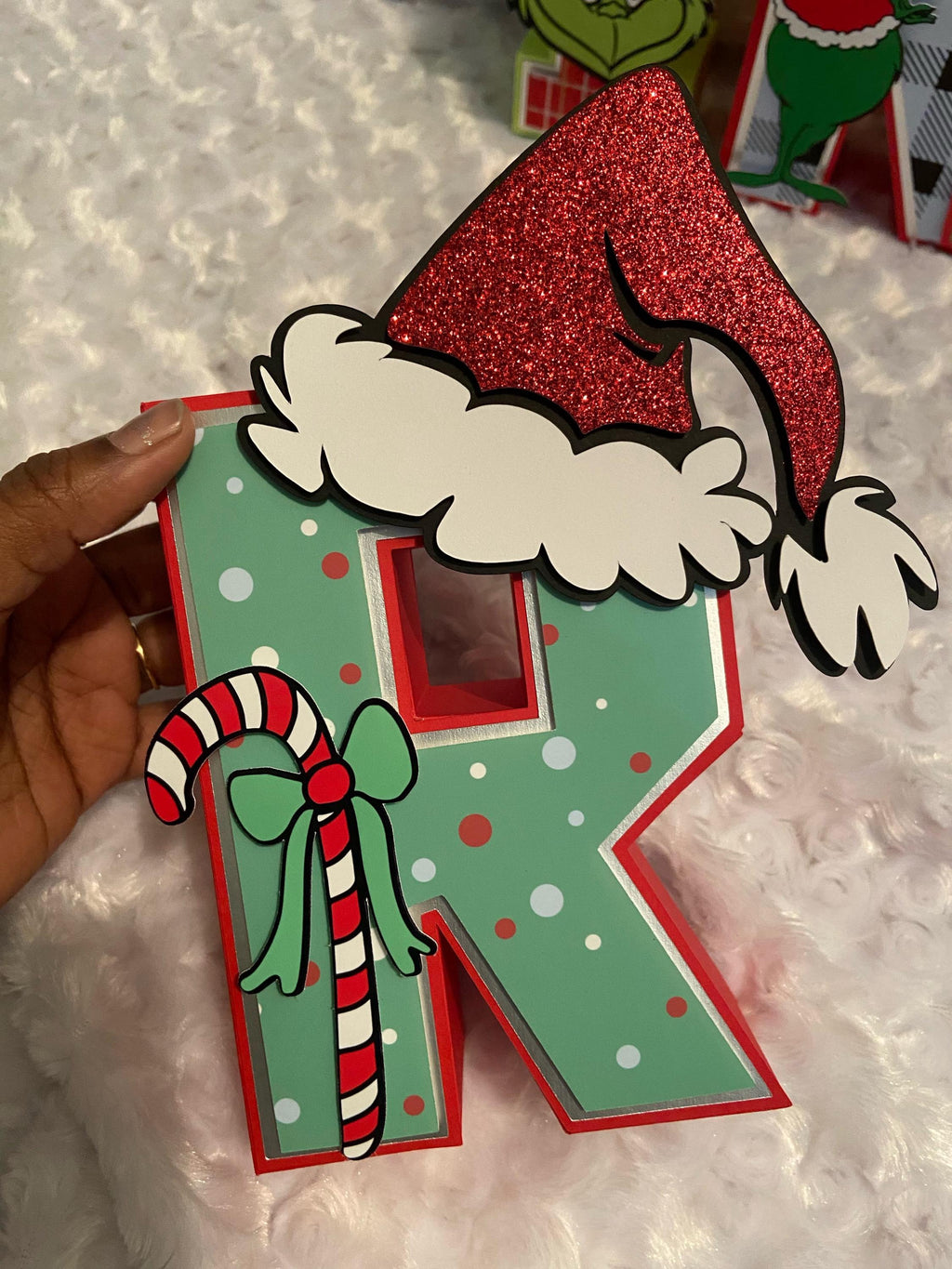 Grinch Christmas Themed 3D Paper Letters, 3d letters, Grinch 3d letters, Grinch , Christmas table decor, Christmas Grinch, Cardstock letters