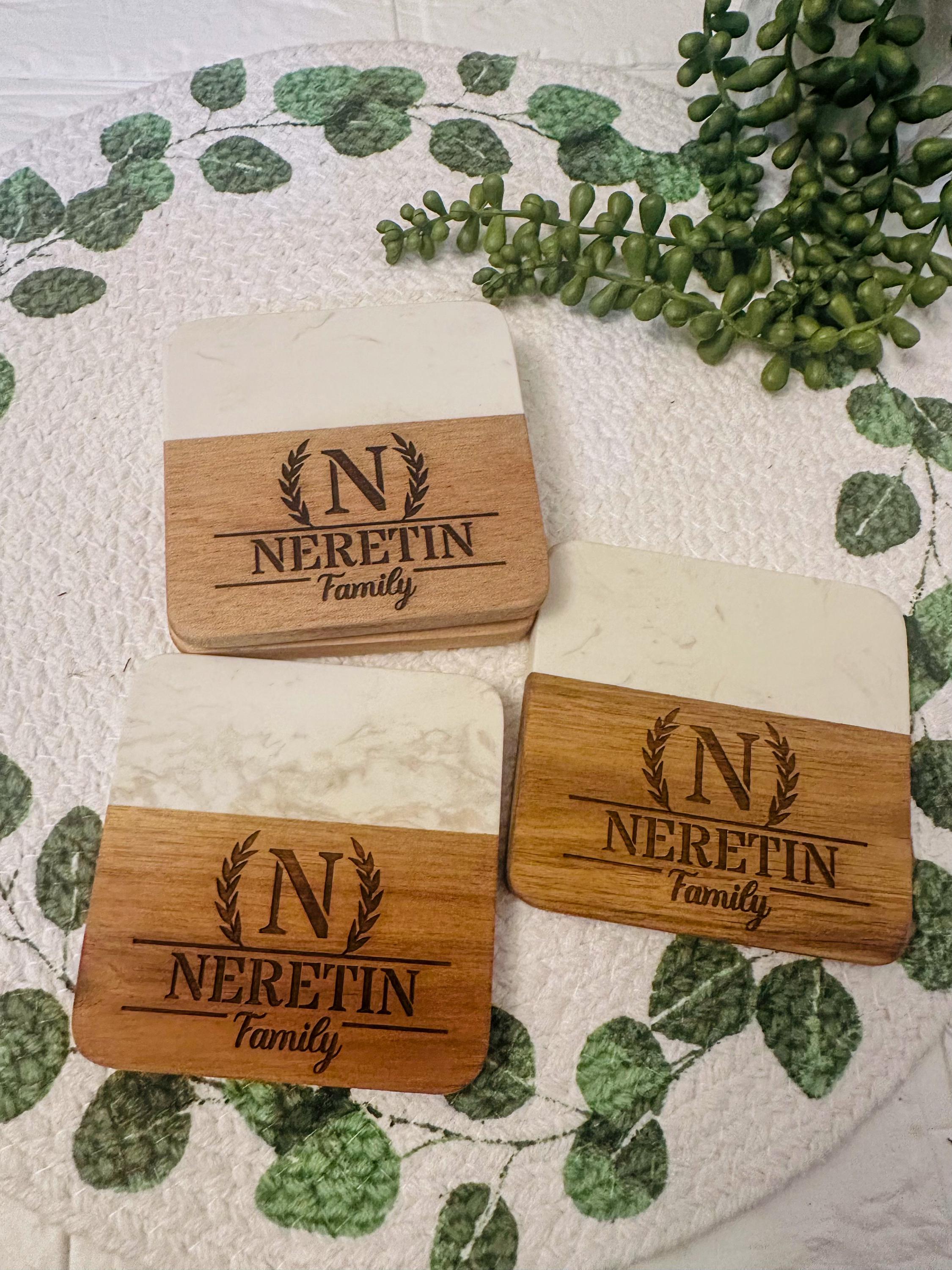 Engraved Custom Coasters, Personalised Coasters, Housewarming Gifts, Realtor Gifts, Drink Coasters,  Anniversary Gift, Wedding Gifts