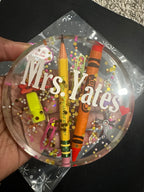 Personalized Teacher Coasters/Custom Teacher Coasters/Teachers Gift/Teacher Coasters/Crayon and Pencil Coasters|Teacher Appreciation Gifts