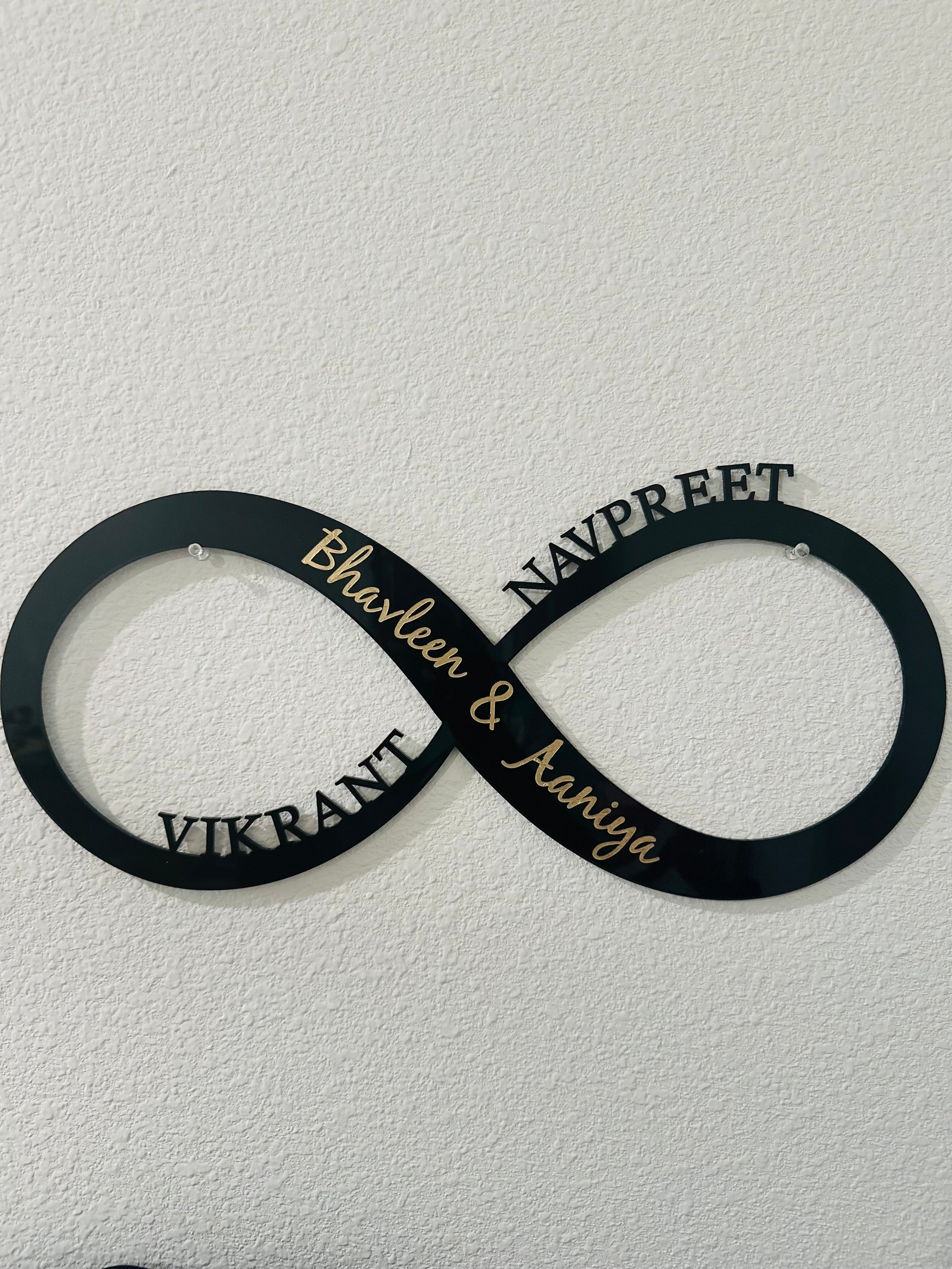 Custom Infinity Family Name Sign Acrylic/Wood