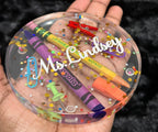 Personalized Teacher Coasters/Custom Teacher Coasters/Teachers Gift/Teacher Coasters/Crayon and Pencil Coasters|Teacher Appreciation Gifts