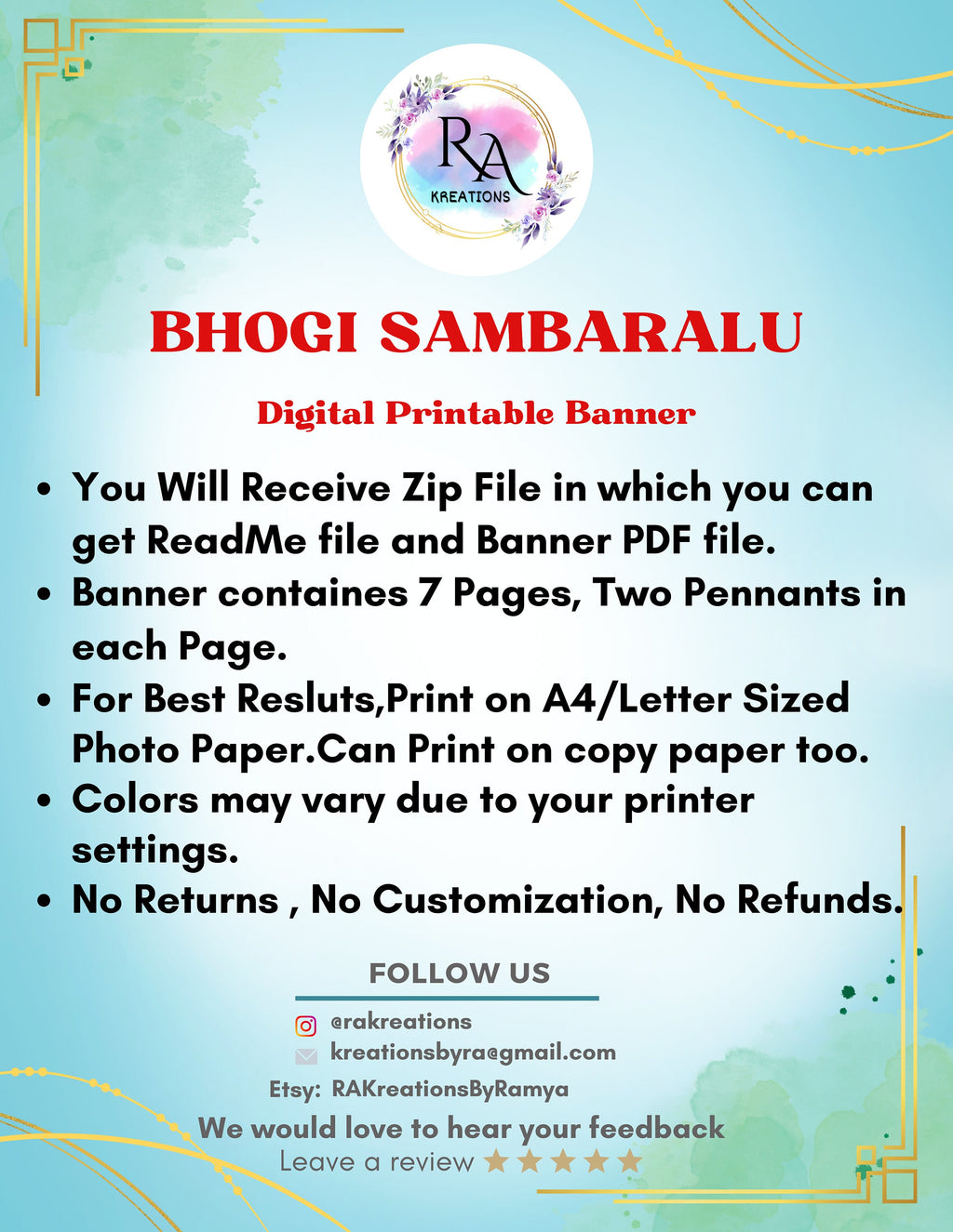 Bhogi Sambaralu Banner Digital Download, Bhogi Banner, Bhogi Digital Banner , Bhogi Printable Banner, Indian Festival Banner