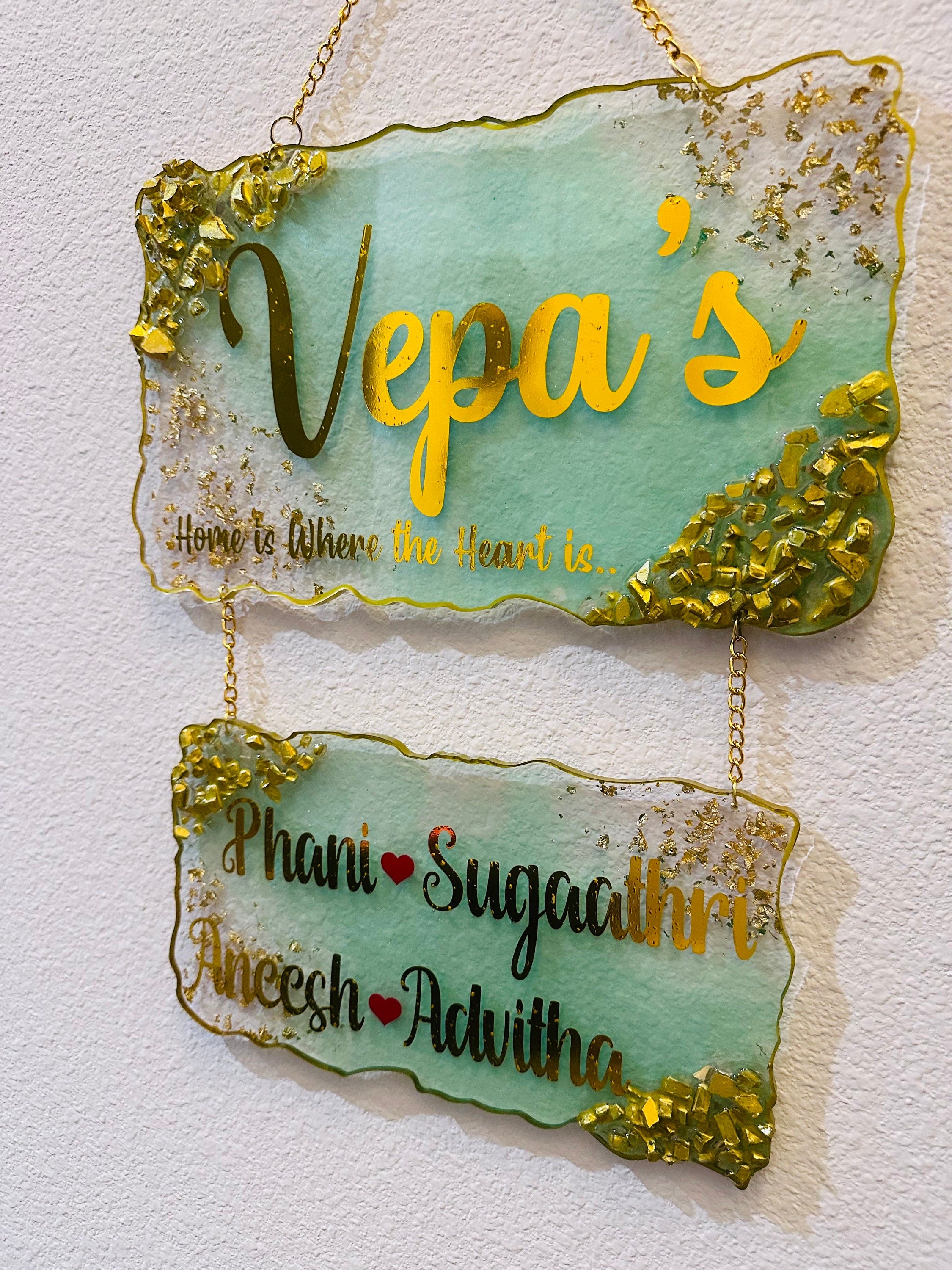 Resin Name Sign, Resin Door Sign, Resin Door Hanger, Resin Name Board, Resin Family Name Sign, Resin, Housewarming Gifts, Custom Door Sign