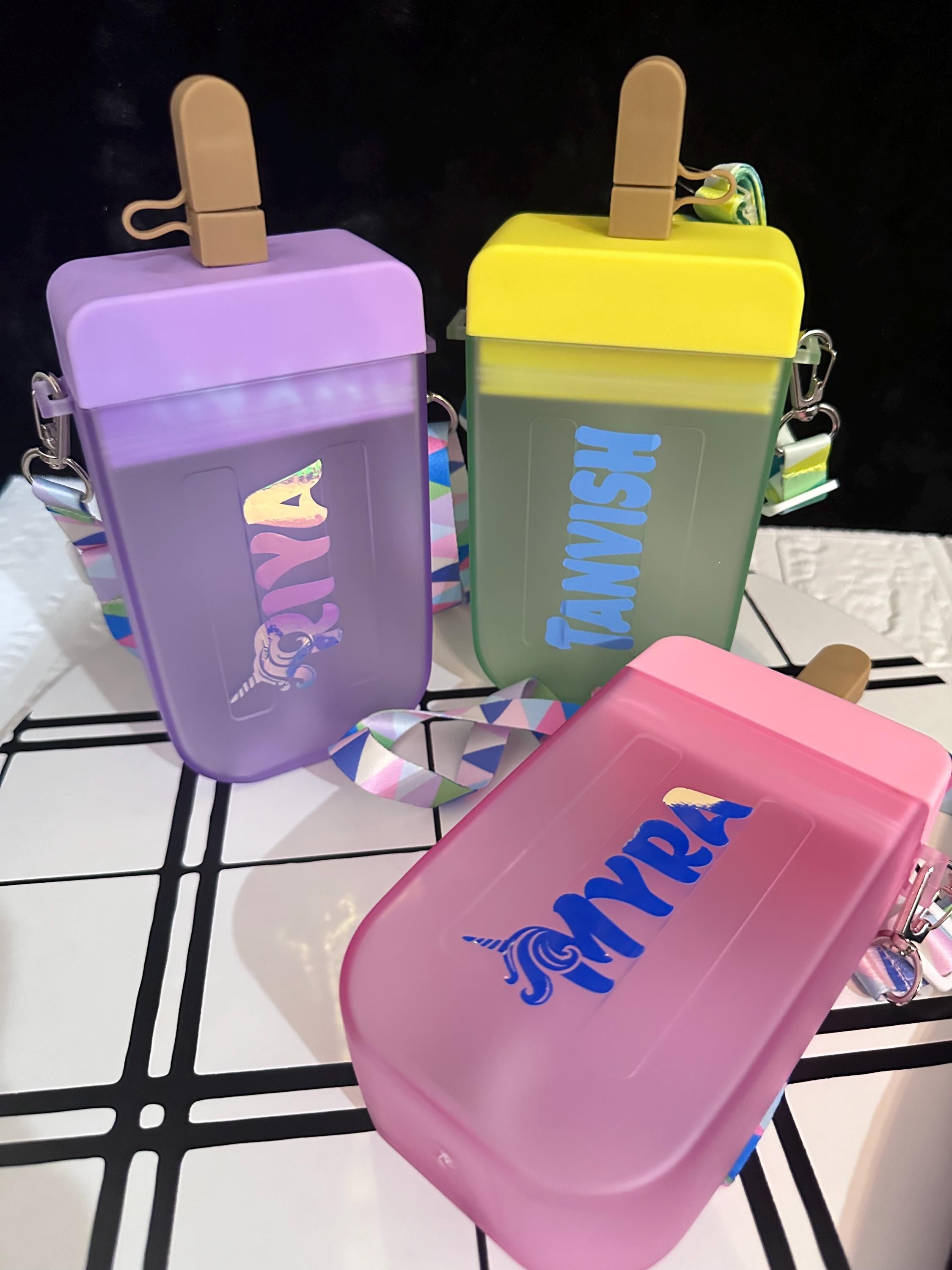 Popsicle Water bottle, Personalized Water Bottle, water bottle for kids, kids Bottle, Popsicle Theme, Return gifts for kids, Custom Gifts