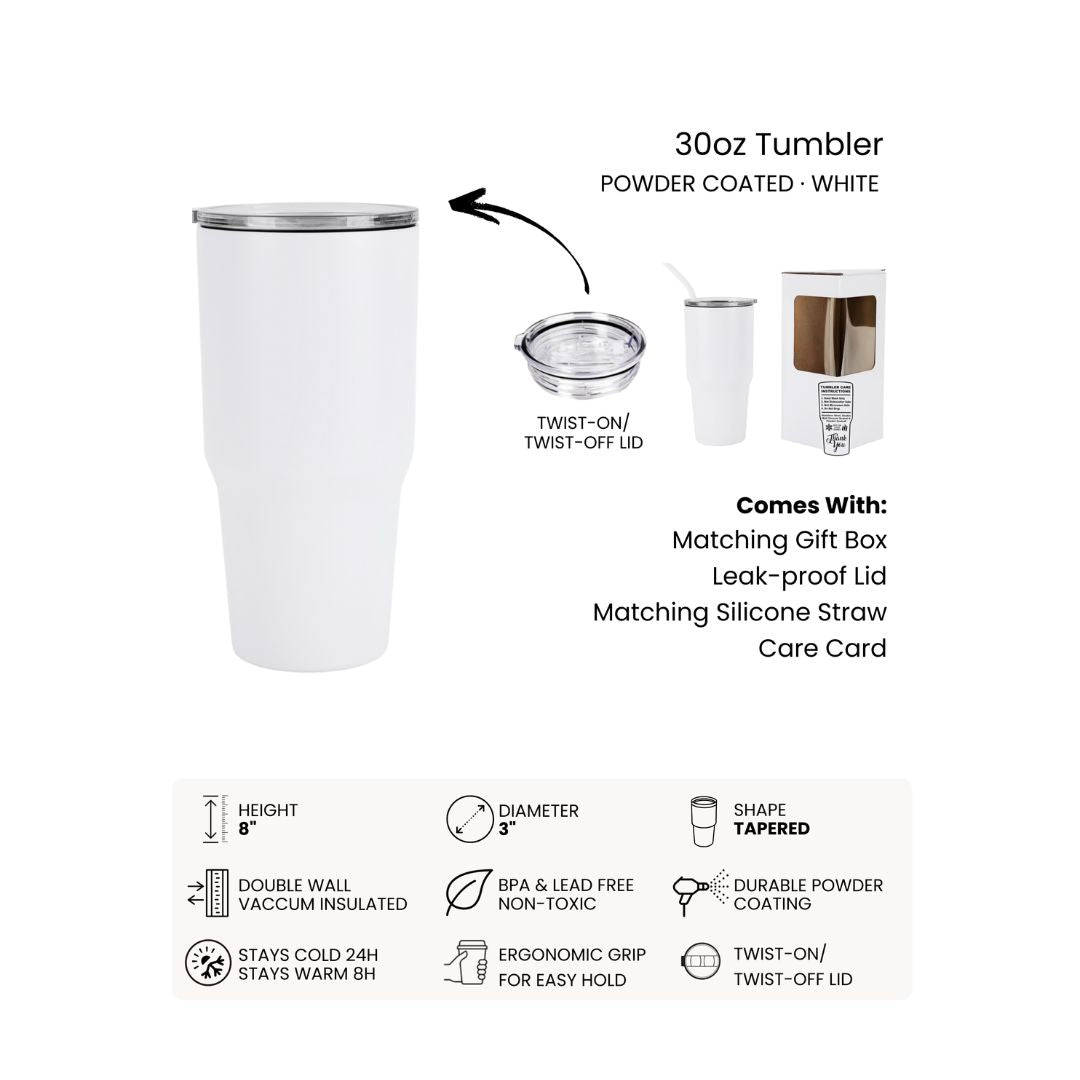 Custom 40oz & 30oz Tumbler – Personalized Logo or Name | Insulated Travel Mug with Straw