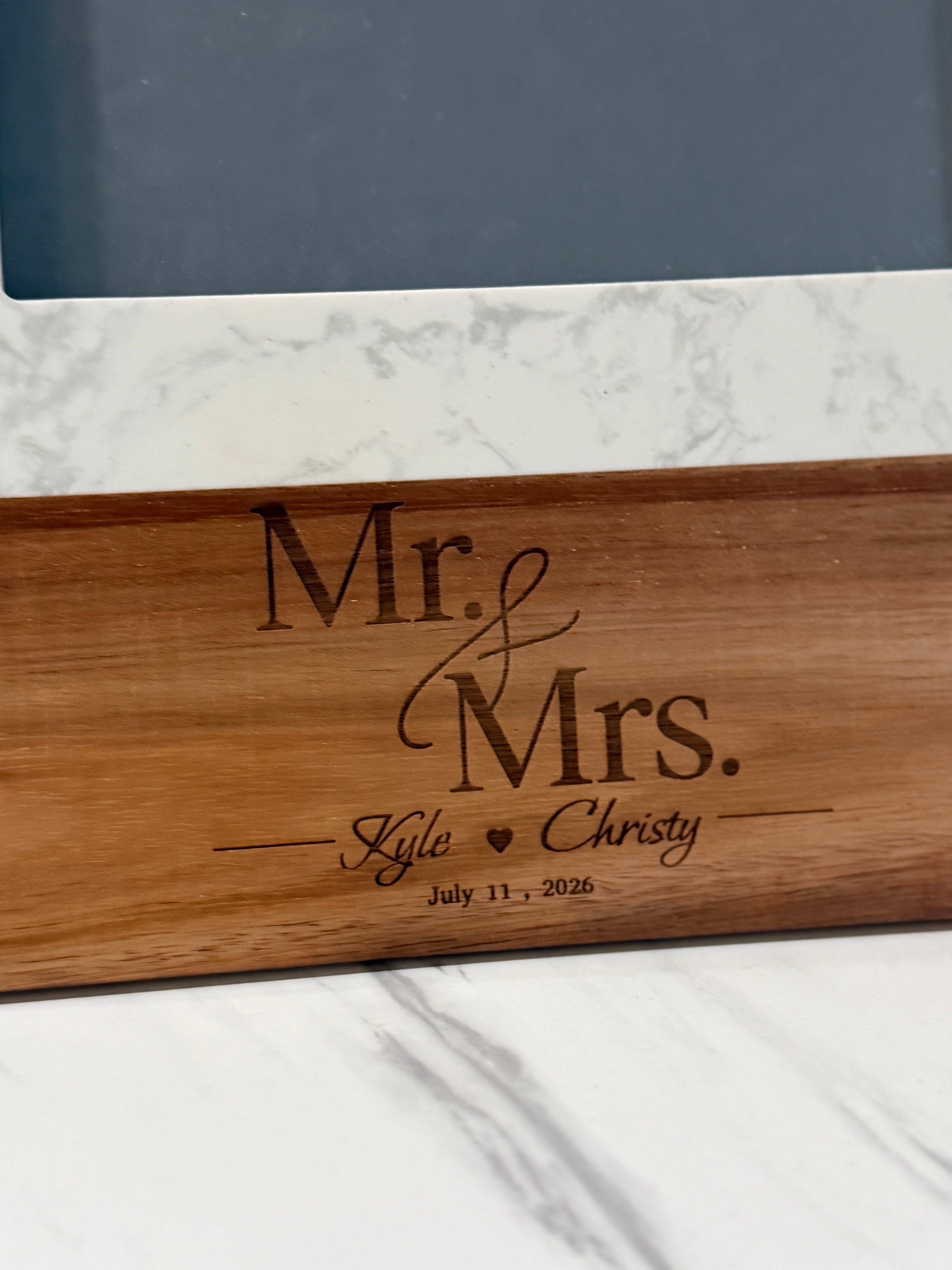 Personalized Marble & Wood 5x7 Picture Frame