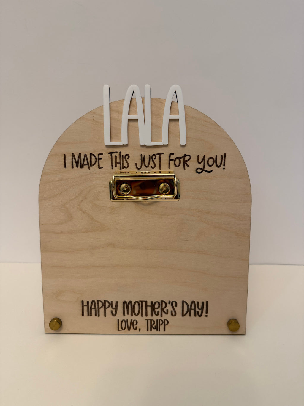 Personalized Mother’s Day Clipboard Sign | Custom Grandma Gift | Kids Artwork Display Board | Engraved Wood + Acrylic Name Sign