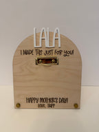 Personalized Mother’s Day Clipboard Sign | Custom Grandma Gift | Kids Artwork Display Board | Engraved Wood + Acrylic Name Sign