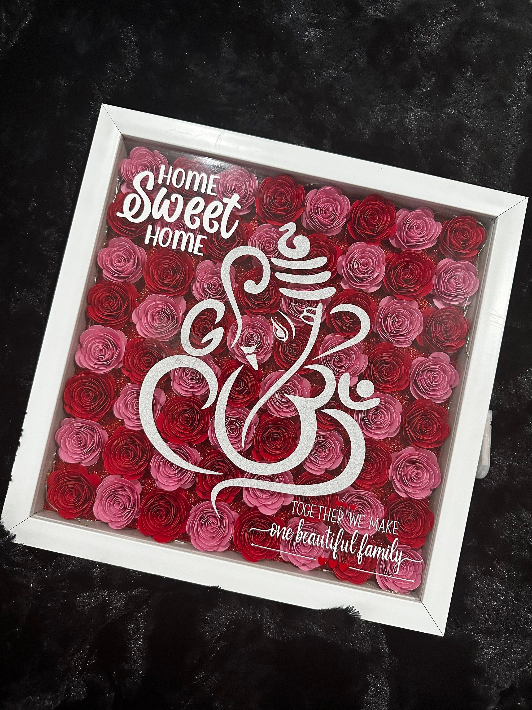 Shadow Box - Ganesh Custom Shadow Box, Housewarming Shadow Box, Custom Shadow Box, Housewarming Gifts, Paperflower Shadow Box, Custom Gifts