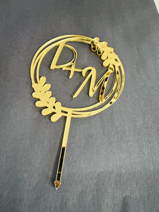 Acrylic Caketopper, Engagement Caketopper, Gold Caketopper, Wedding Caketopper, Acrylic topper, Acrylic Wedding Caketopper, Initial toppers
