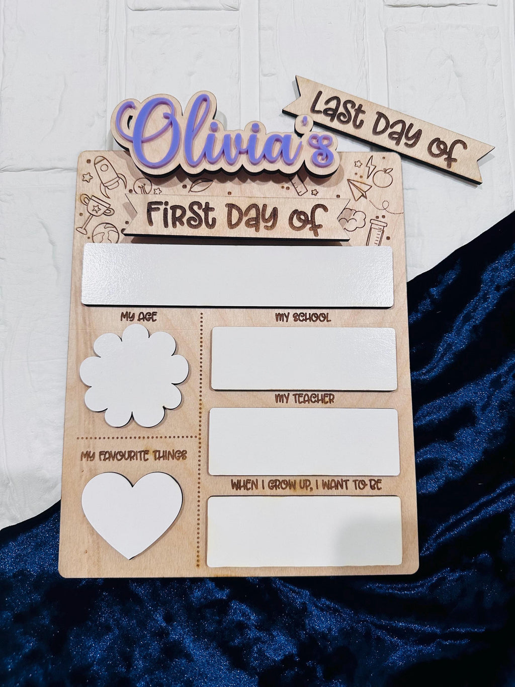 First Day of School Sign, Interchangeable School Sign, Back to School Sign, Back to School Photo Prop, First Day Last Day Board, DryErase