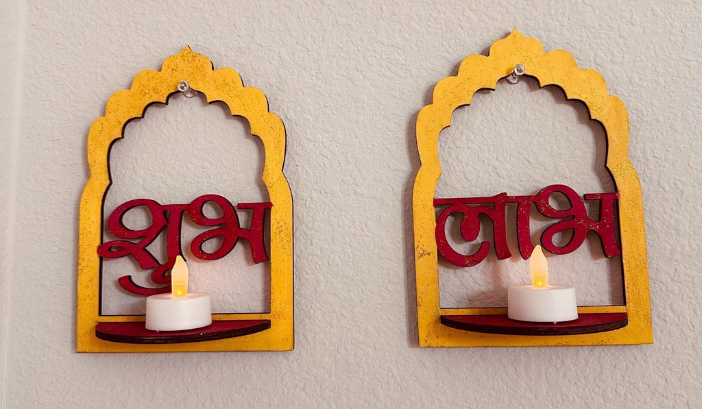 DIY Jharokha Set of 2 Shubh Labh, Blanks or Painted, and Creative Projects, Jharokhas, Diy Jharokhas, Jharokha Blank Set , Shubh Labh Decor