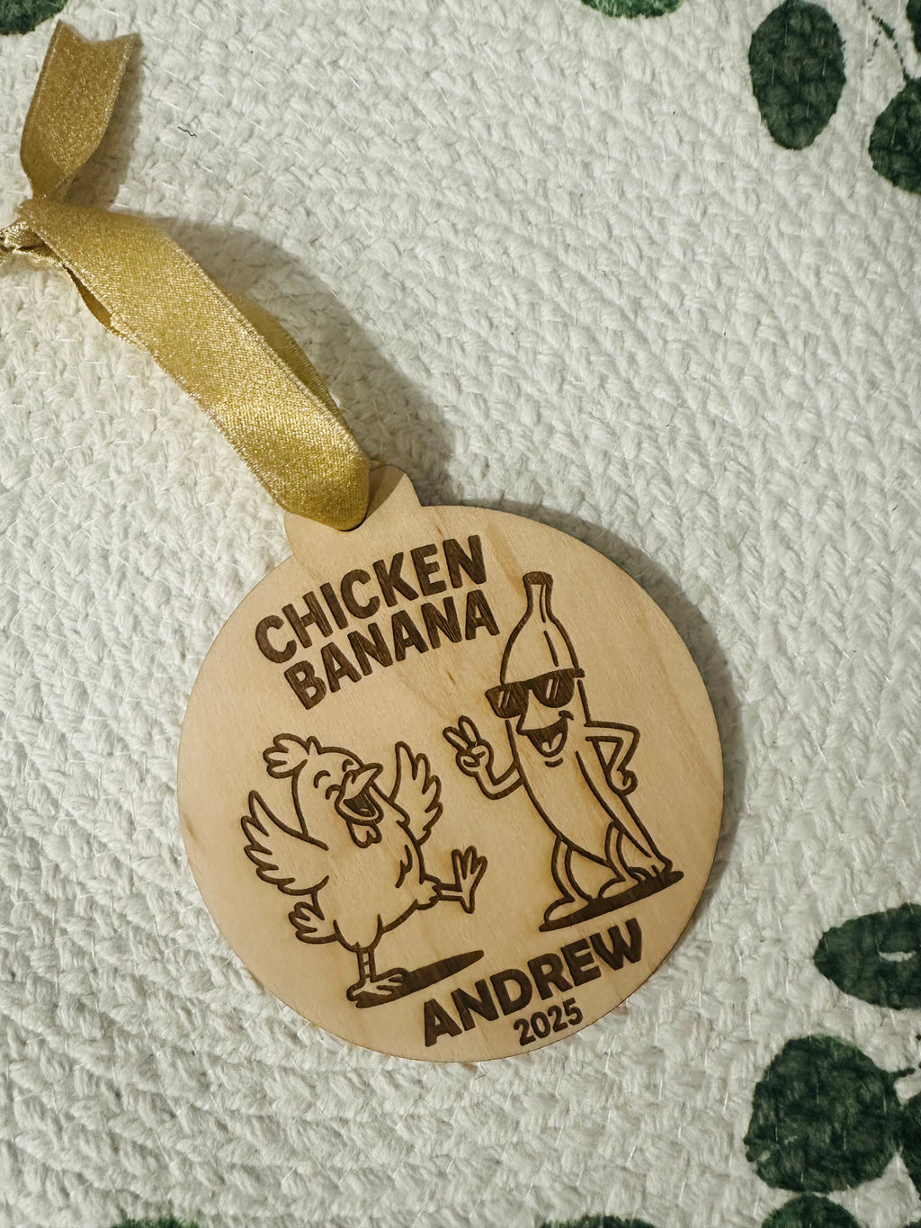 Chicken Banana Personalized Ornament
