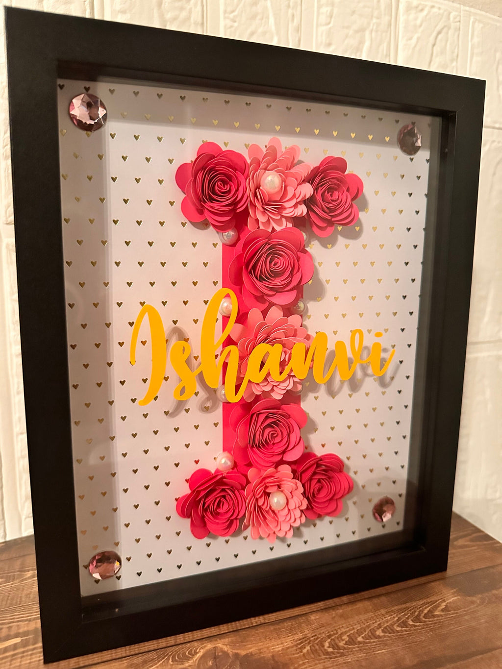 Personalised Initial Shadow Box, Custom Shadow Box, Paper flower Shadow Box, ShadowBox, Return Gifts, Initial Shadow Box, Birthday Gifts