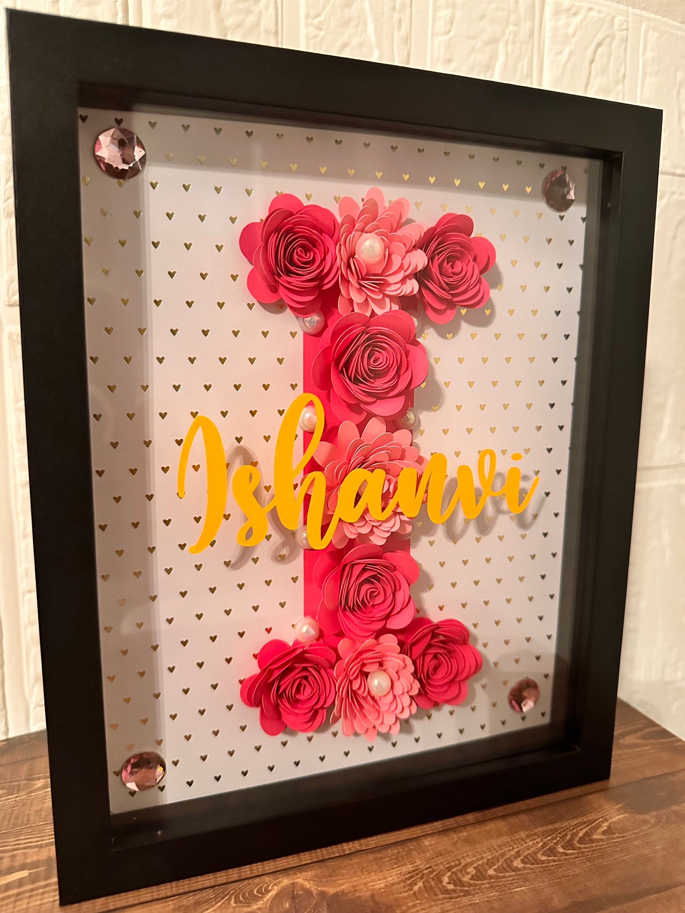 Personalised Initial Shadow Box, Custom Shadow Box, Paper flower Shadow Box, ShadowBox, Return Gifts, Initial Shadow Box, Birthday Gifts