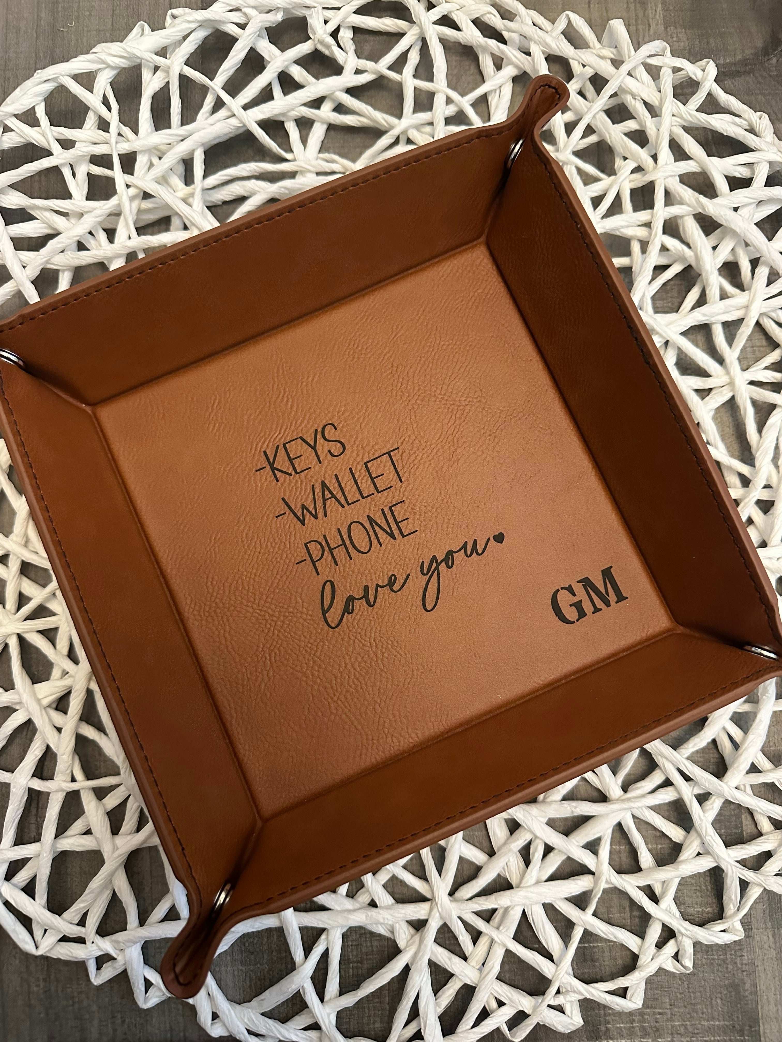 Custom Leather Valet Tray – Engraved with Logo or Initials | Perfect Corporate Gift