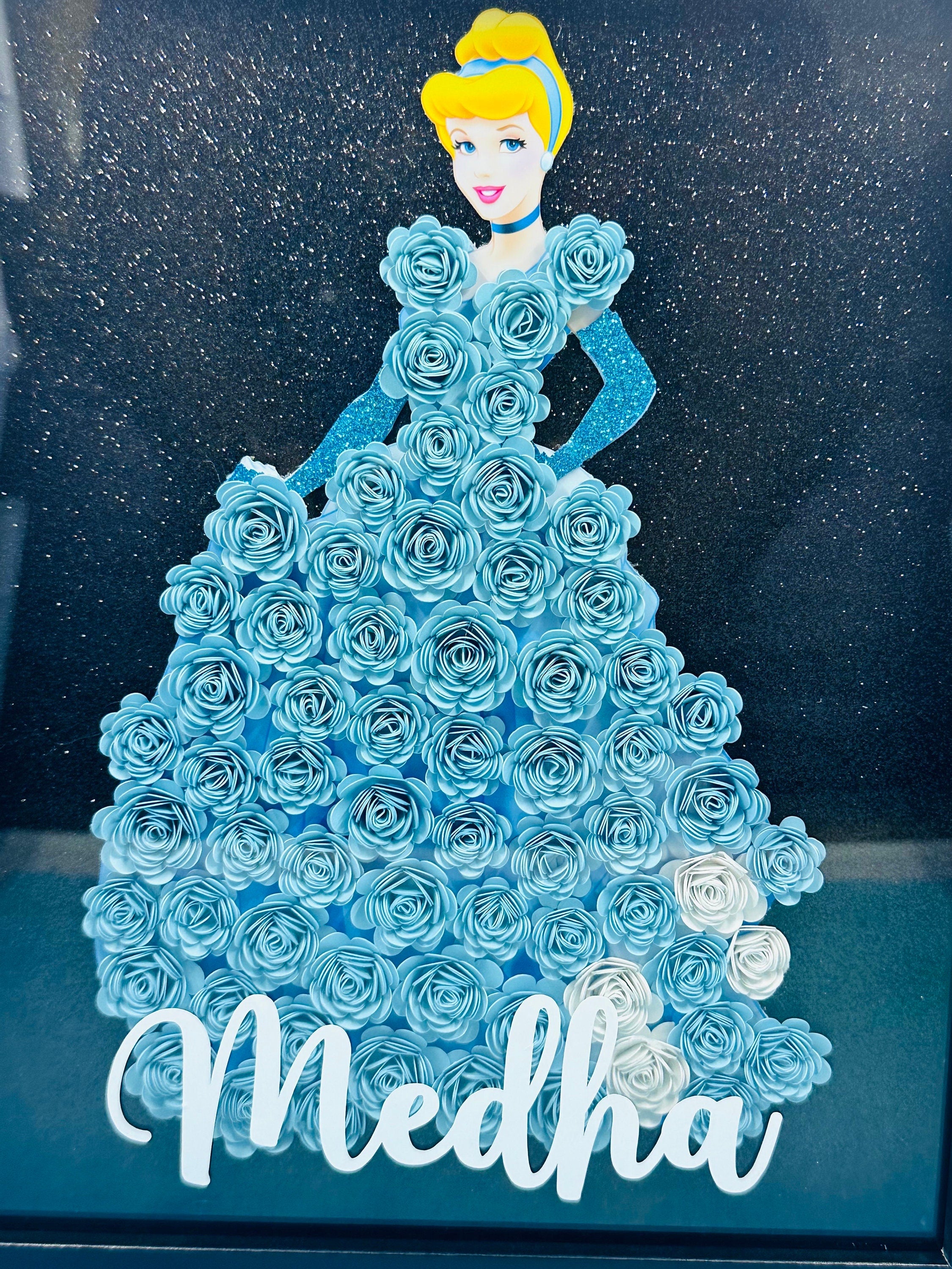 Princess Shaow Box, Paper Flower Shadow Box, Shadow Box, Kids Wall Decor, Return Gifts, Kids Room Decor, Home Decor, Princess Decor, Princes