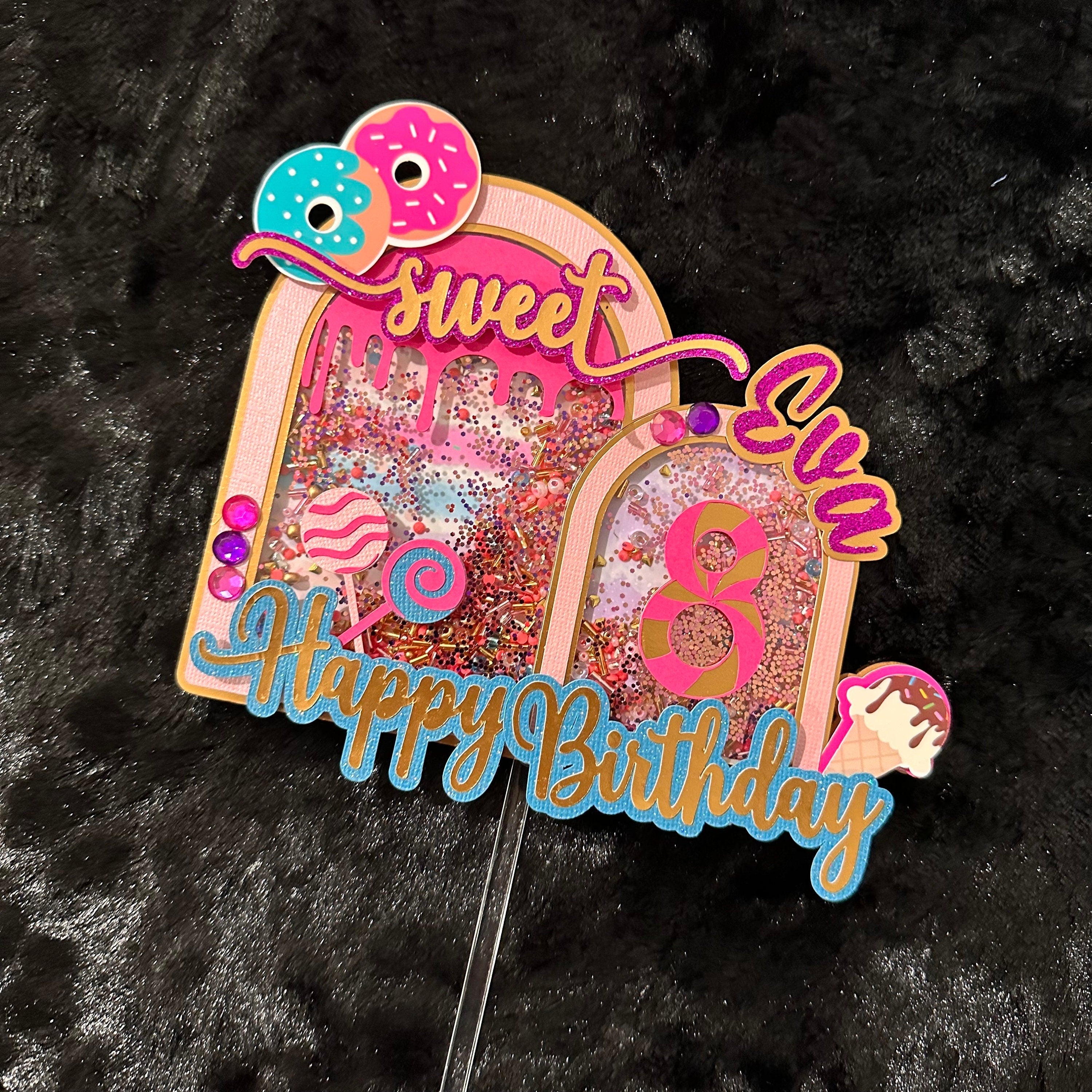 Candy Theme Caketopper, Happy Birthday Caketopper, Candy Caketopper, Shaker Caketopper, Candy Themed Party, Party Decorations, Party Toppers