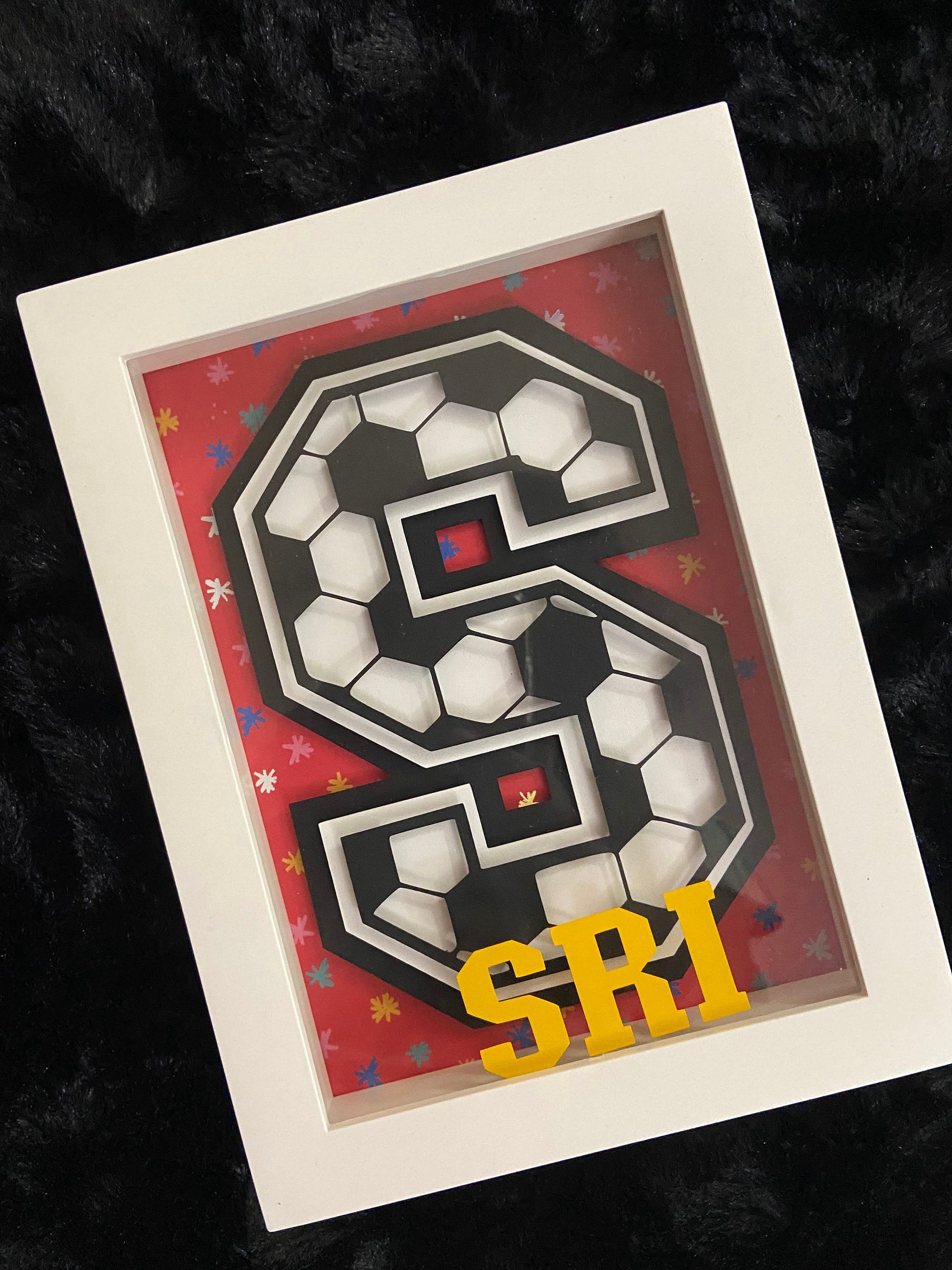 Soccer Ball Alphabet Layered Shadow Box,Layered Shadow Box,Shadow Box,Shadow Box for Kids Room,Wall Display