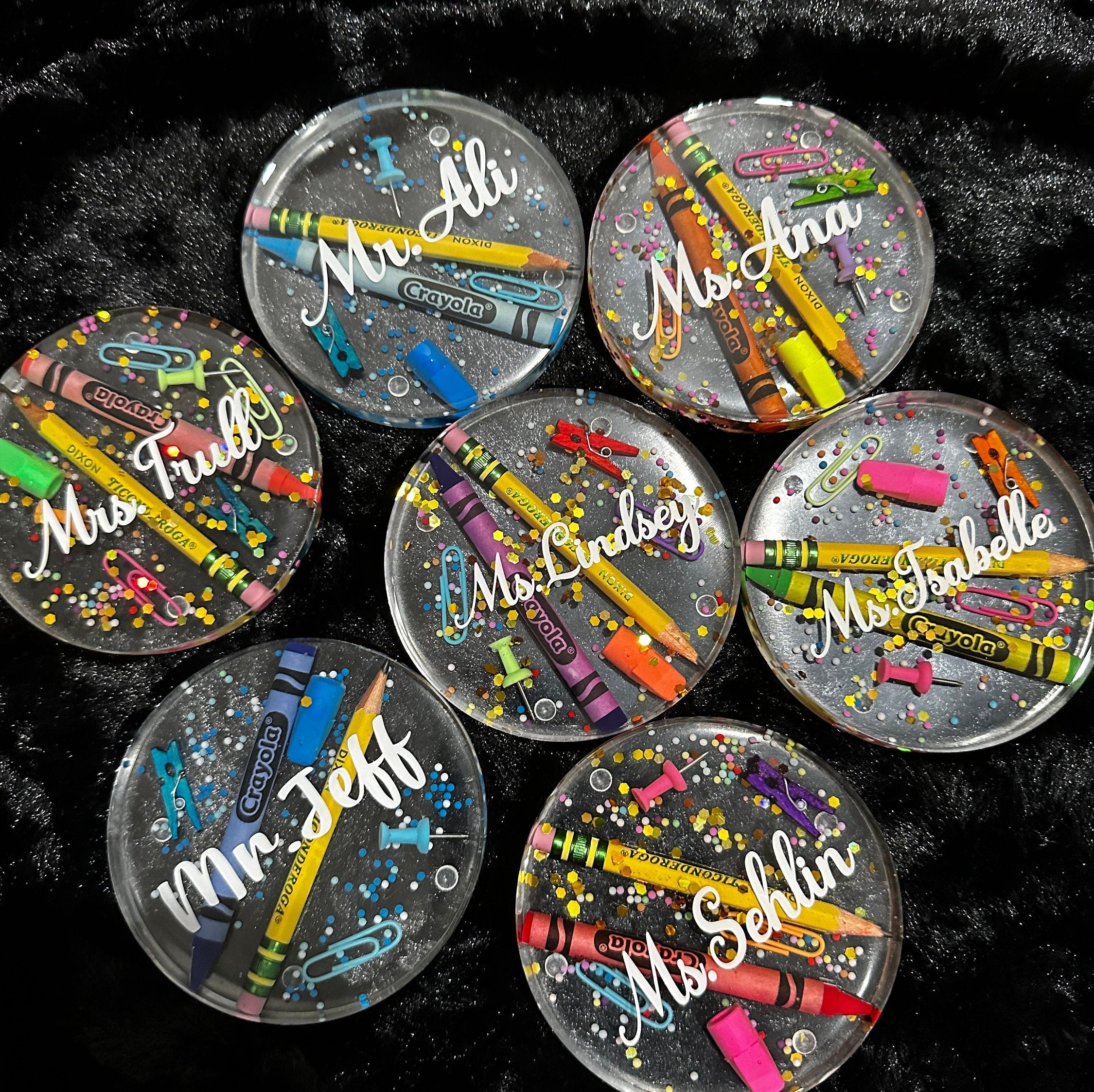 Personalized Teacher Coasters/Custom Teacher Coasters/Teachers Gift/Teacher Coasters/Crayon and Pencil Coasters|Teacher Appreciation Gifts