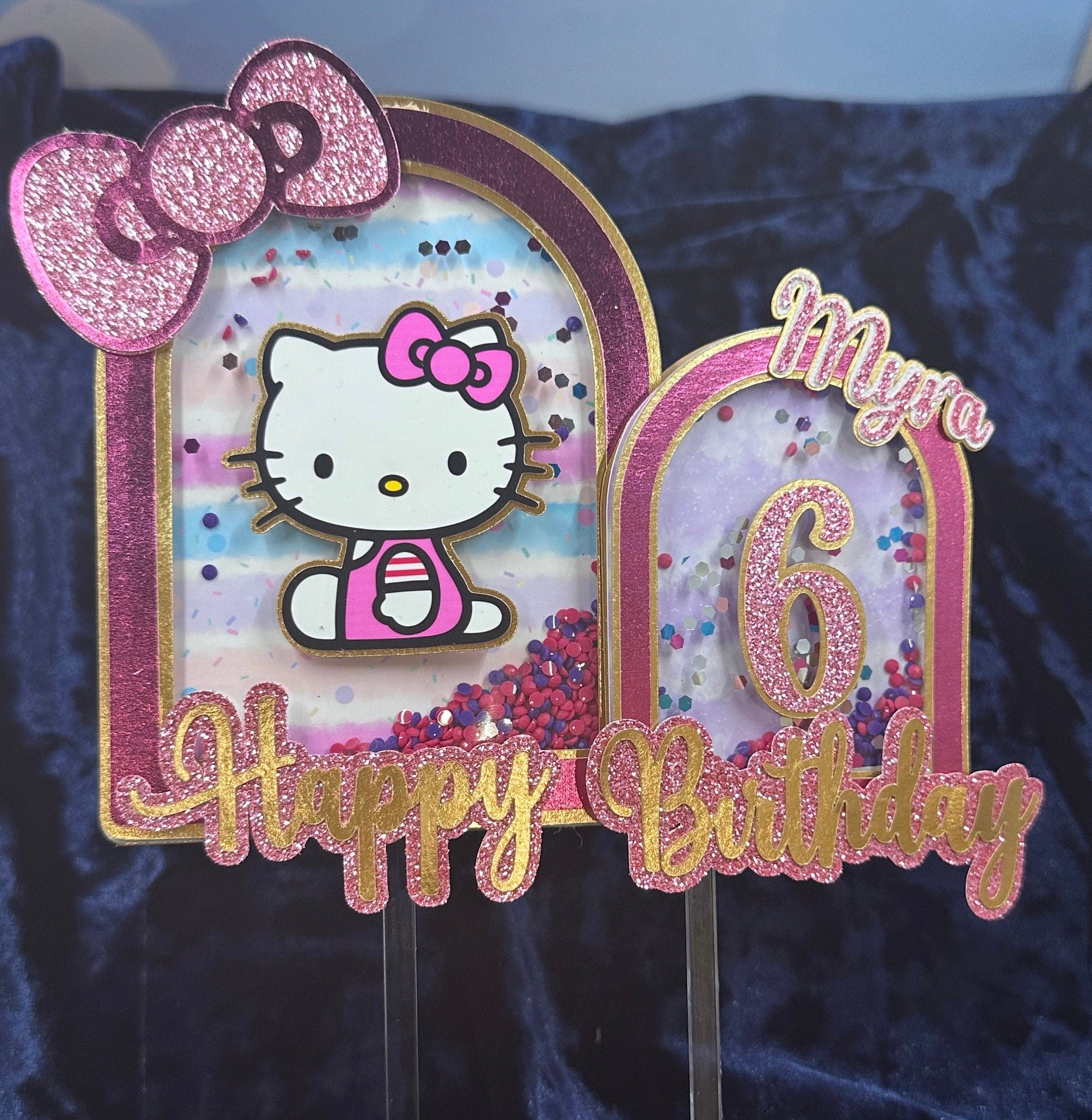 Custom Cake Topper, Birthday Cake Topper, Hello Kitty Cake Topper, Cake Topper, Personalized Cake Topper, Birthday, Birthday Party Supplies