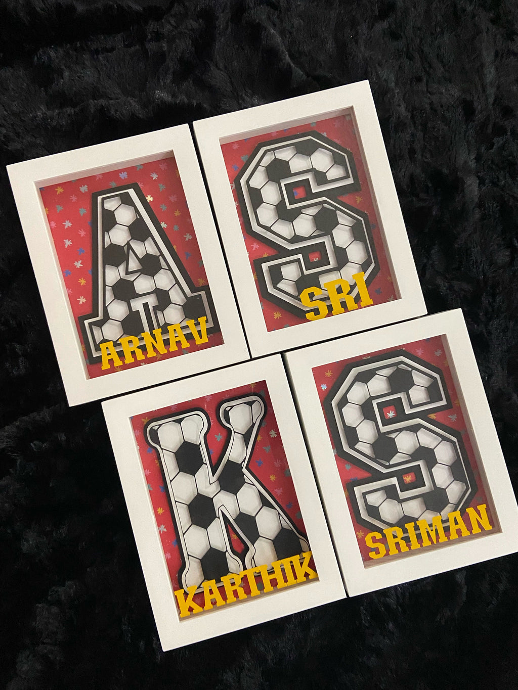 Soccer Ball Alphabet Layered Shadow Box,Layered Shadow Box,Shadow Box,Shadow Box for Kids Room,Wall Display