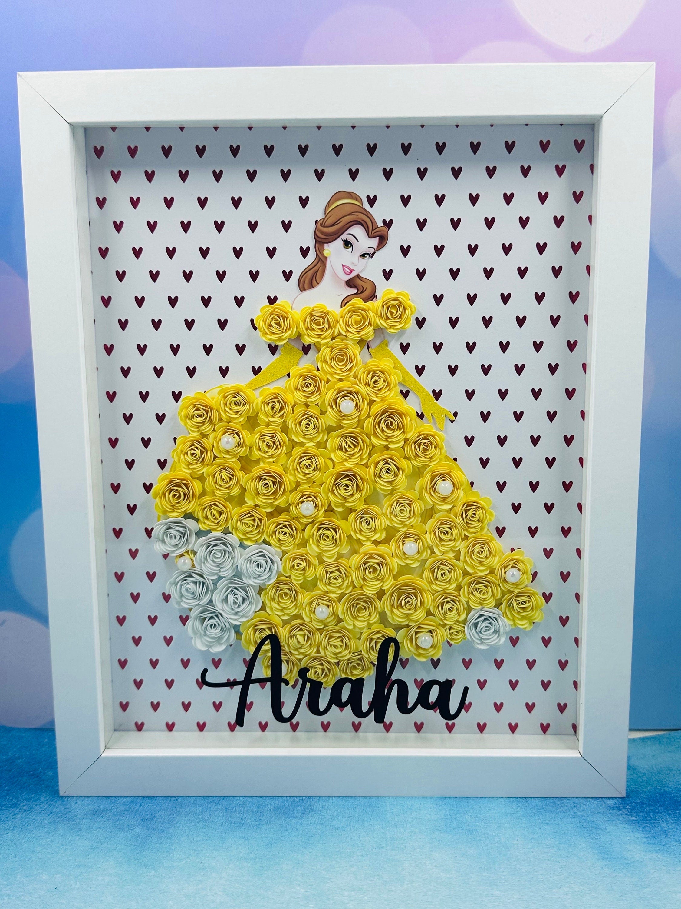 Princess Shaow Box, Paper Flower Shadow Box, Shadow Box, Kids Wall Decor, Return Gifts, Kids Room Decor, Home Decor, Princess Decor, Princes