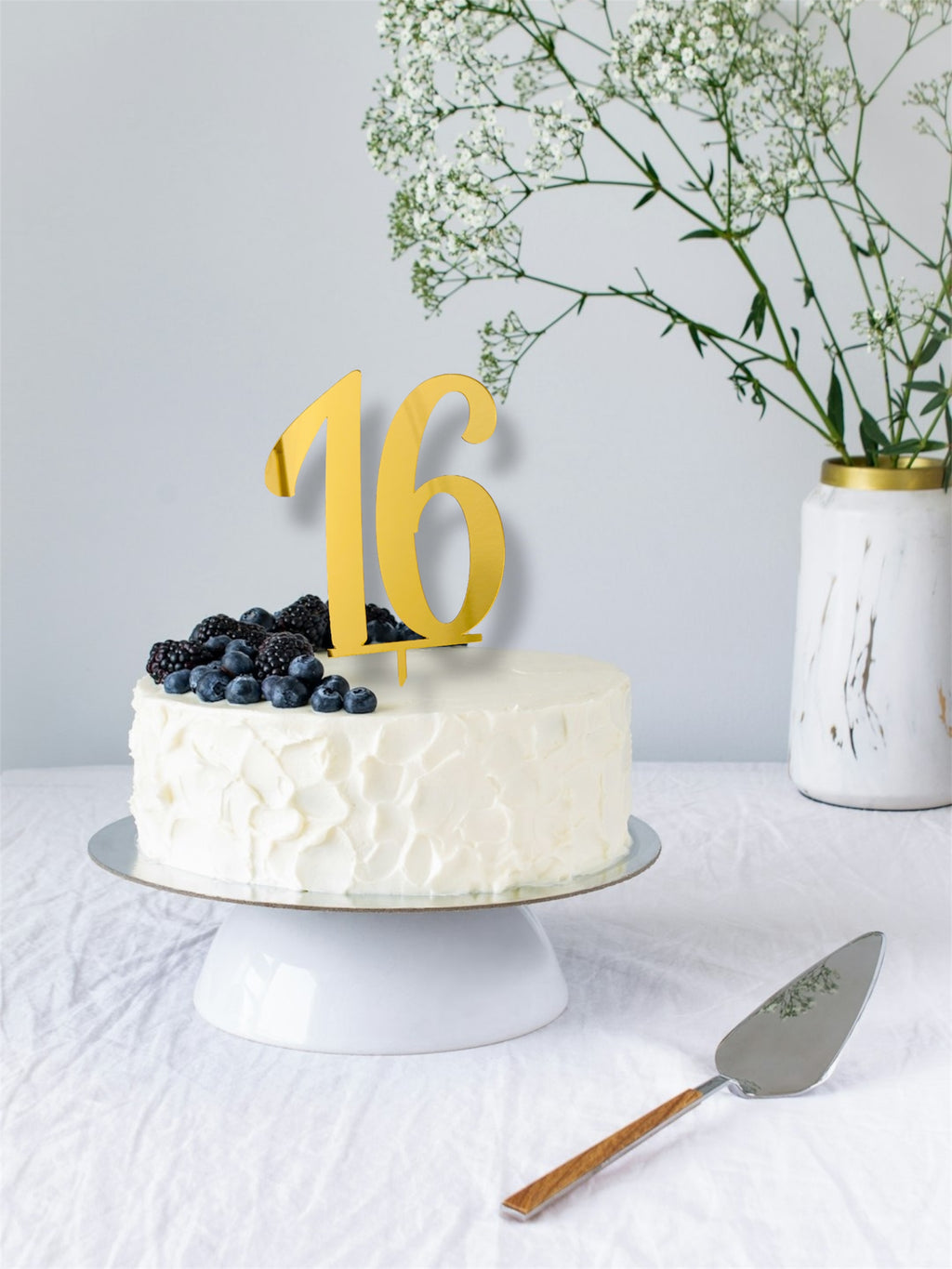 Acrylic Number Cake Topper – Any Number | Gold, Silver, or Custom Color | Birthday, Anniversary, Sweet 16