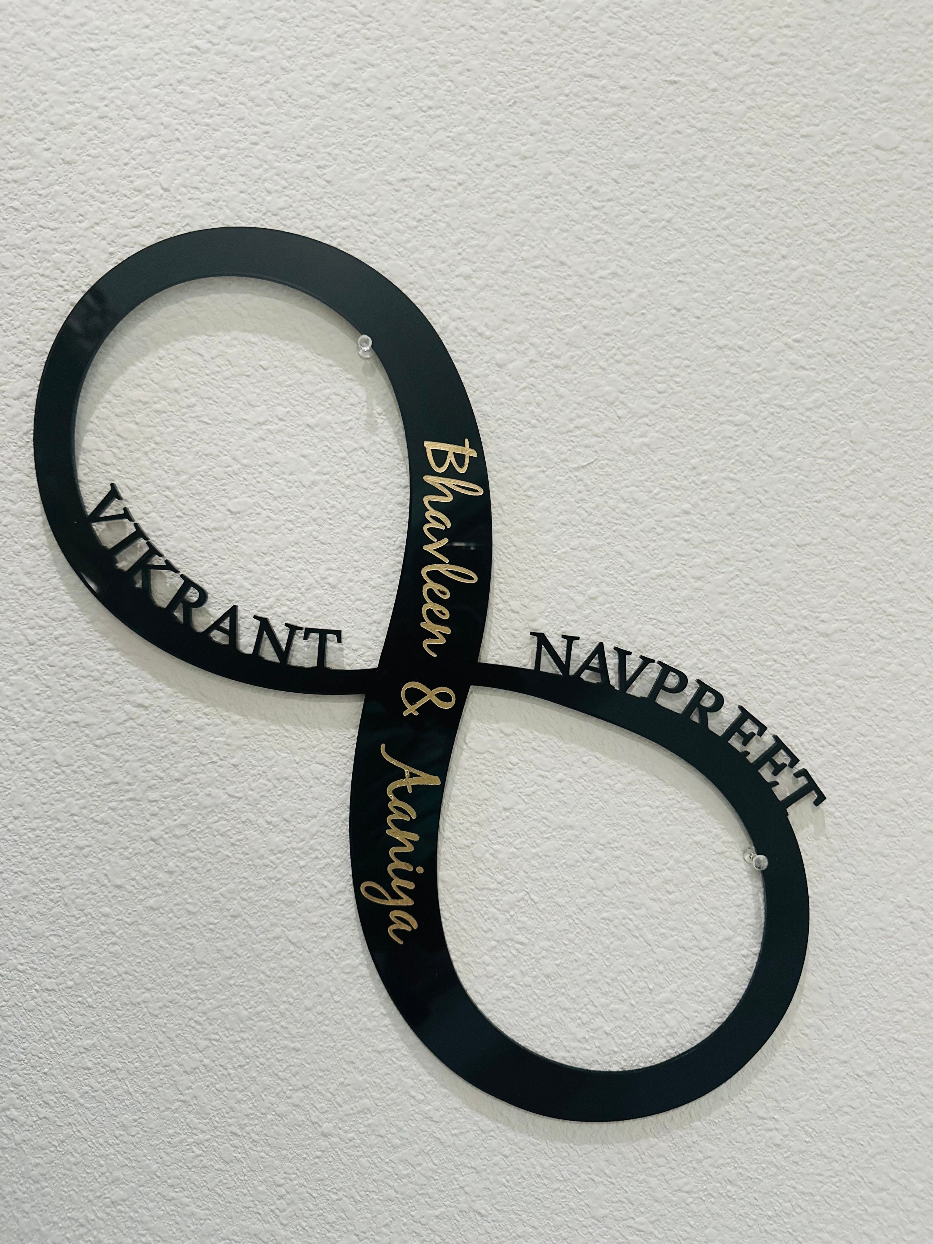 Custom Infinity Family Name Sign Acrylic/Wood