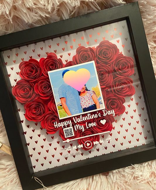 Valentines day Shadow Box, Valentine Shadow Box, Custom Song Shadow Box, QR Code Sign Valentine Shadow Box, Heart Shadow Box, Valentines Day