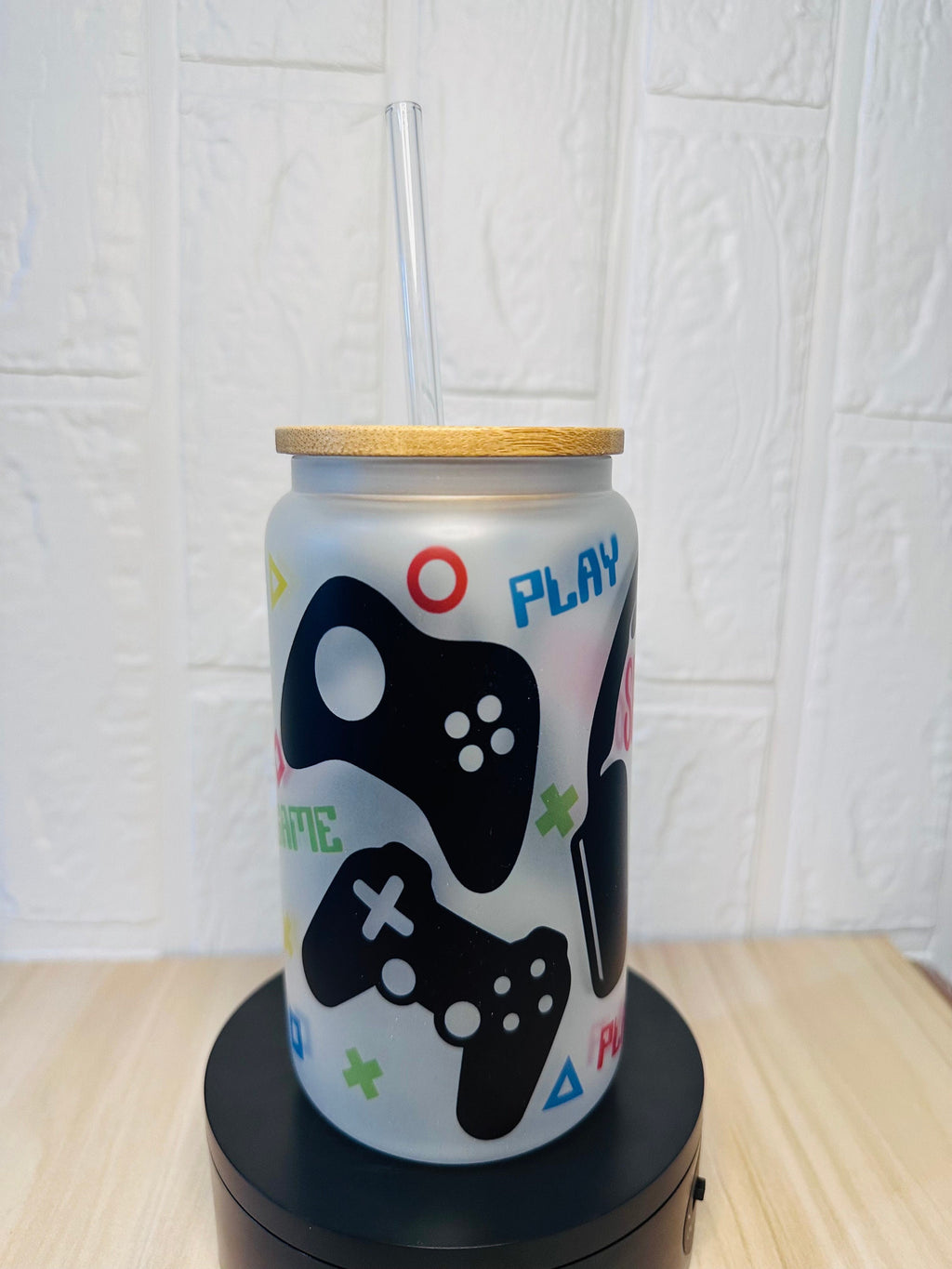 Gamer Glass Can, 16oz Libby Glass can, 12oz Glass can, Gifts for Gamer, Frosted Glass Tumbler, Gamer Glass Tumbler, Glass Tumbler, Glass Can