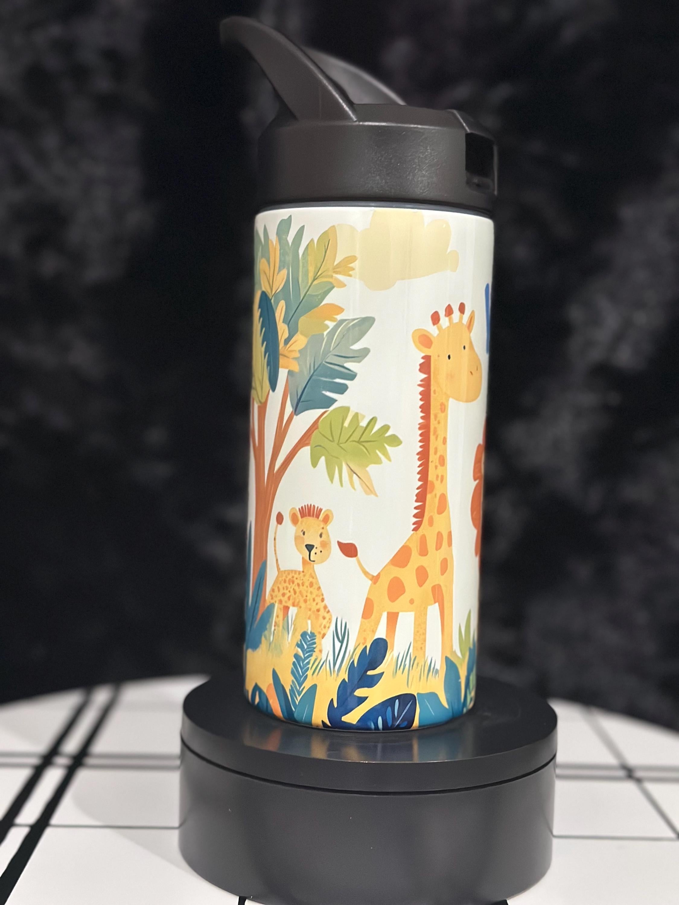 Safari Animals Tumbler, Custom Water Tumbler, 16oz 20oz Custom Tumbler, Water Tumbler for Kids, School Water Bottle, Kids Return Gifts