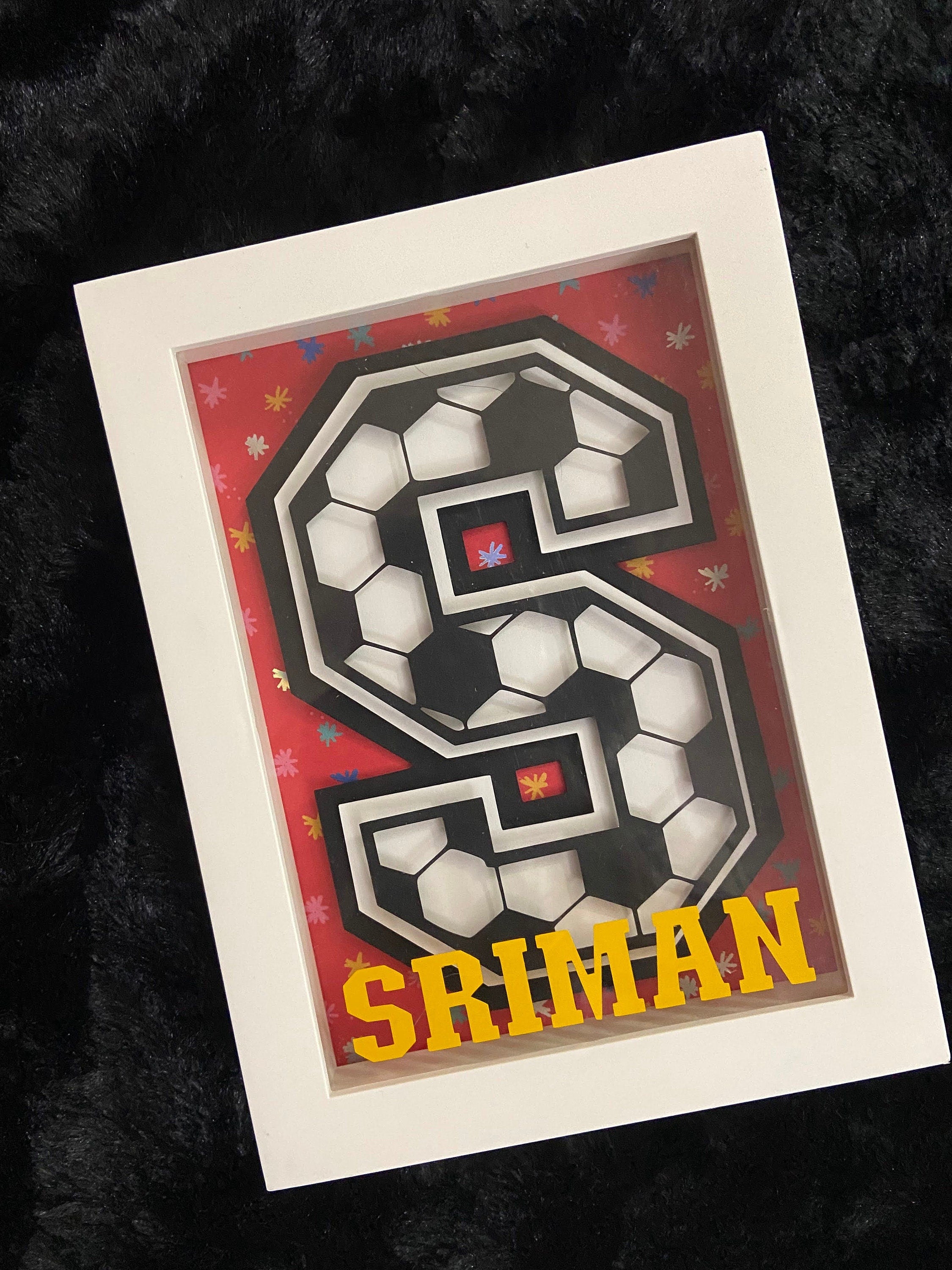 Soccer Ball Alphabet Layered Shadow Box,Layered Shadow Box,Shadow Box,Shadow Box for Kids Room,Wall Display