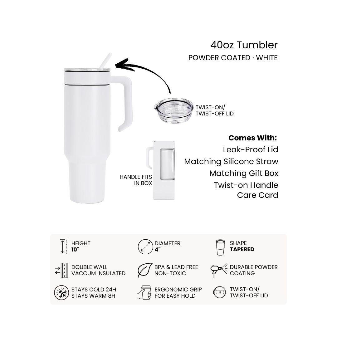 Custom 40oz & 30oz Tumbler – Personalized Logo or Name | Insulated Travel Mug with Straw