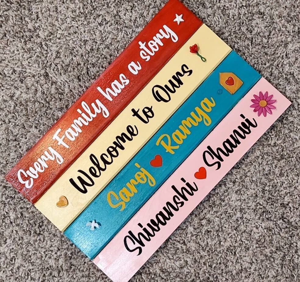 Welcome Family Sign, Name Boards, Family Name Boards, Entryway Sign, Indian Family Name Boards, Housewarming Gifts, Indian Family Board