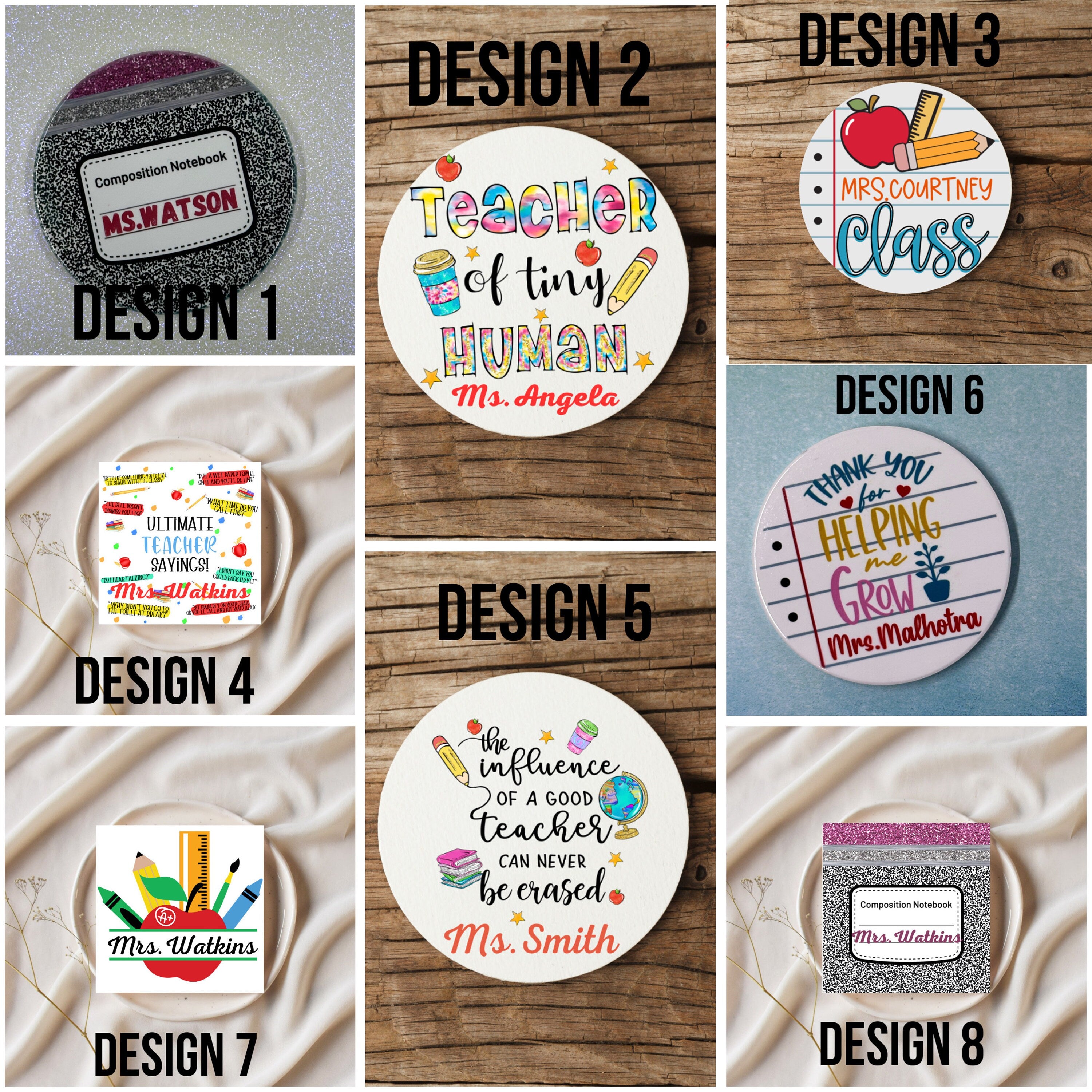 Personalized Teacher Coasters/Custom Teacher Coasters/ Teachers Gift/ Teacher Coasters/ Ceramic Coasters/Teacher Appreciation Gifts/Coasters