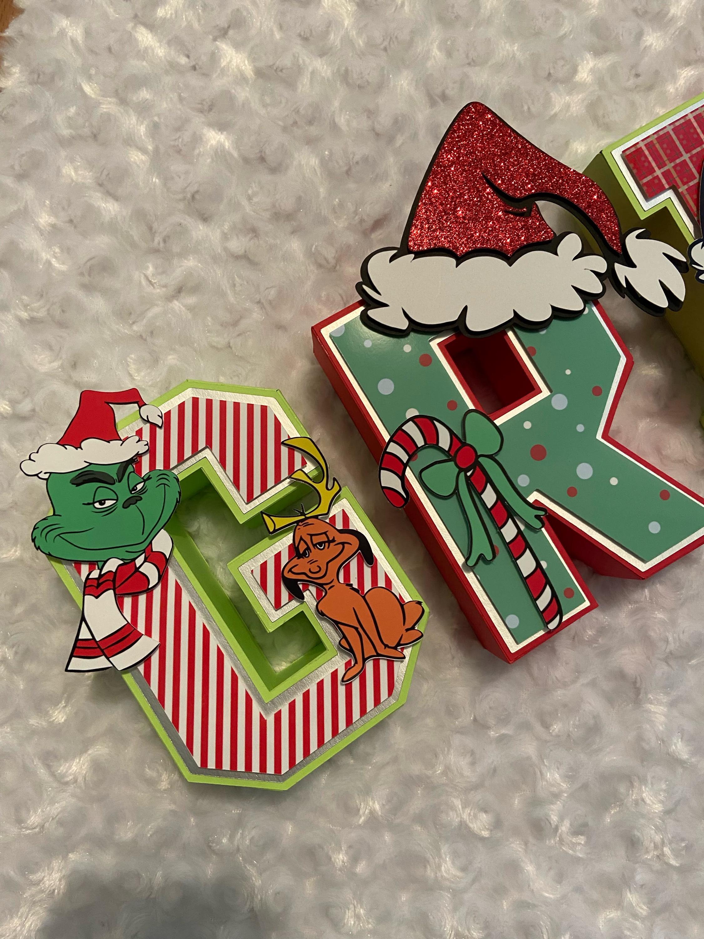 Grinch Christmas Themed 3D Paper Letters, 3d letters, Grinch 3d letters, Grinch , Christmas table decor, Christmas Grinch, Cardstock letters