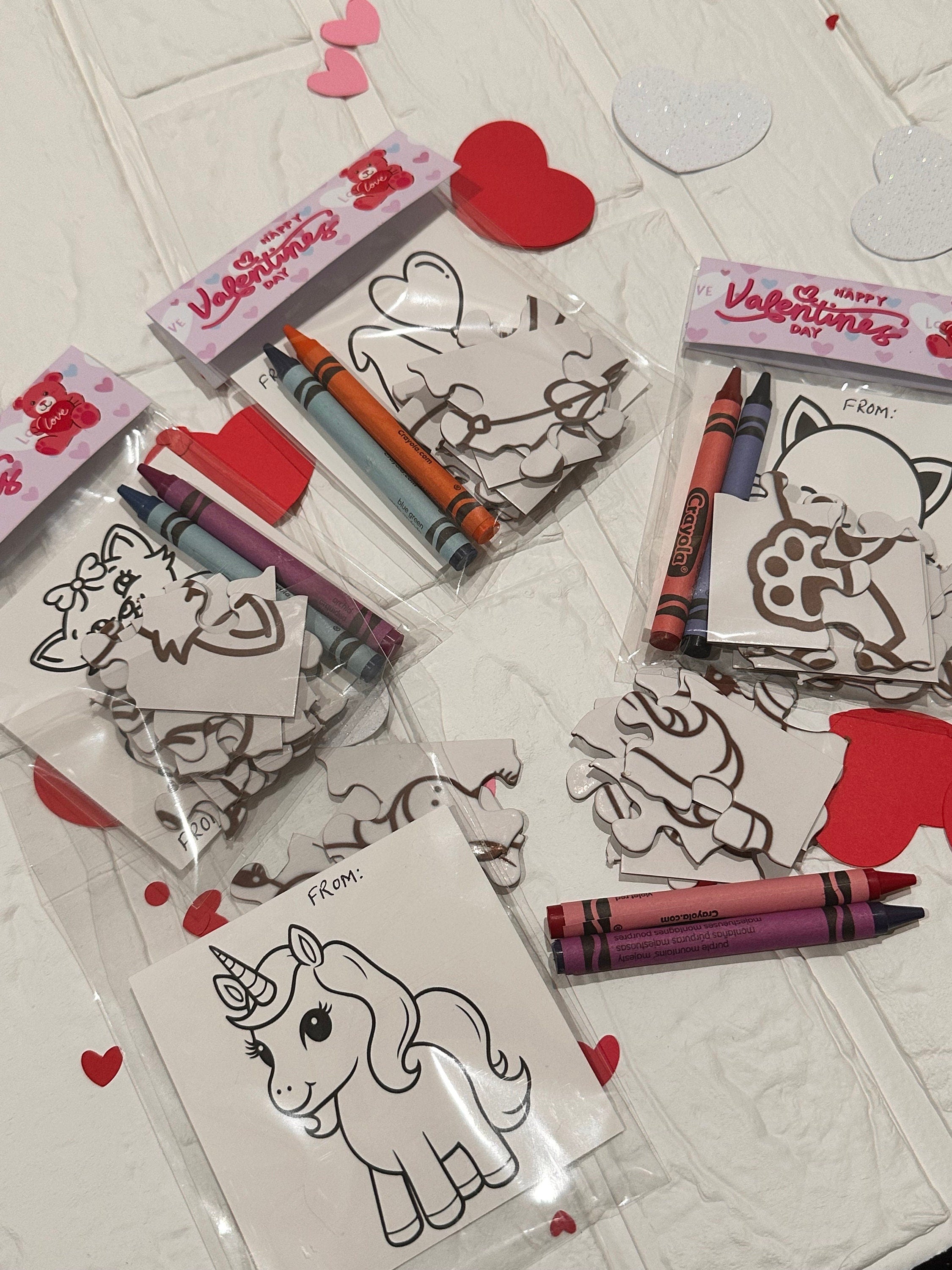 Kids Classroom Valentines,Coloring Puzzles  Valentines,Puzzle Cards,Valentine Puzzles,Classroom Exchange Cards,Puzzles,Return Gifts