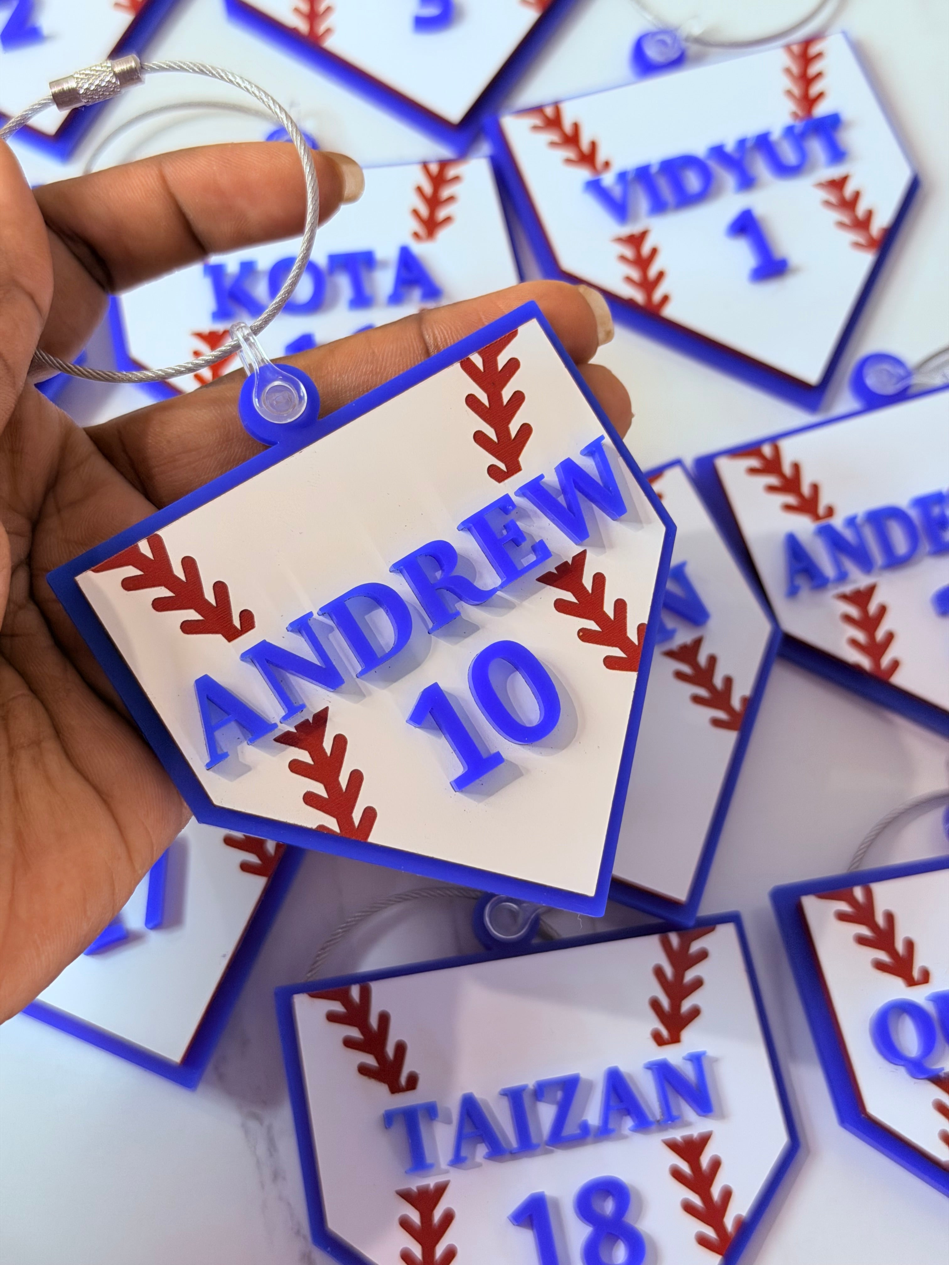 Personalized Baseball Bag Tag | Custom Player Name & Number Tag | Sports Team Luggage Tag