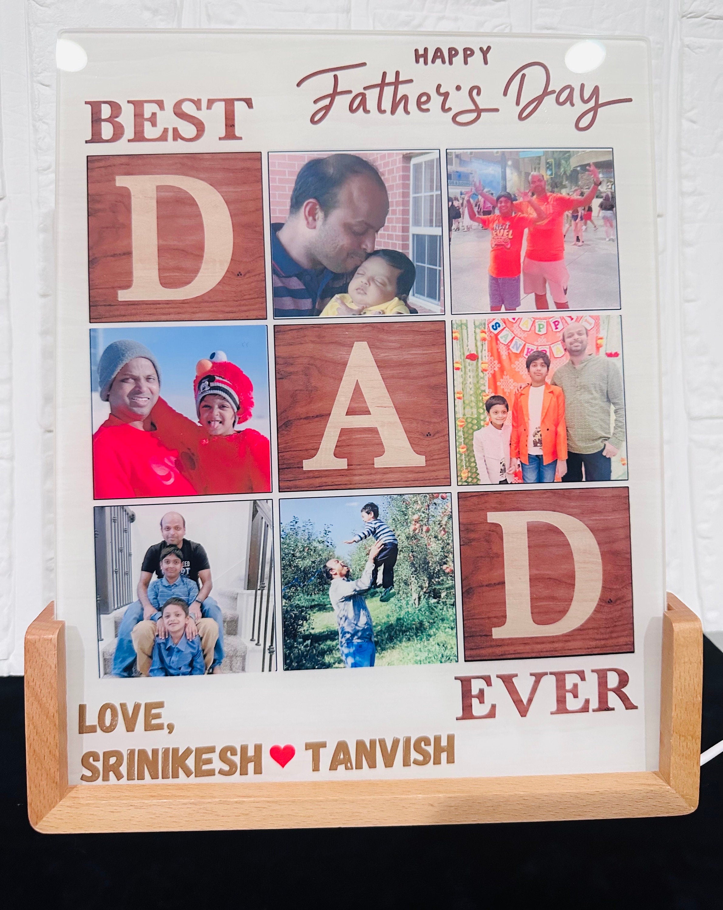 Father's Day Photo Frame with Light, Dad Gifts, Dad Photo frame, Light Frame, unique gifts, Unique Dad Gifts, Fathers day Gifts, Glass Frame