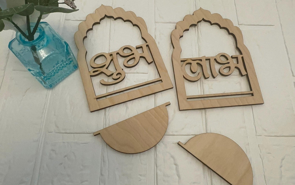 DIY Jharokha Set of 2 Shubh Labh, Blanks or Painted, and Creative Projects, Jharokhas, Diy Jharokhas, Jharokha Blank Set , Shubh Labh Decor