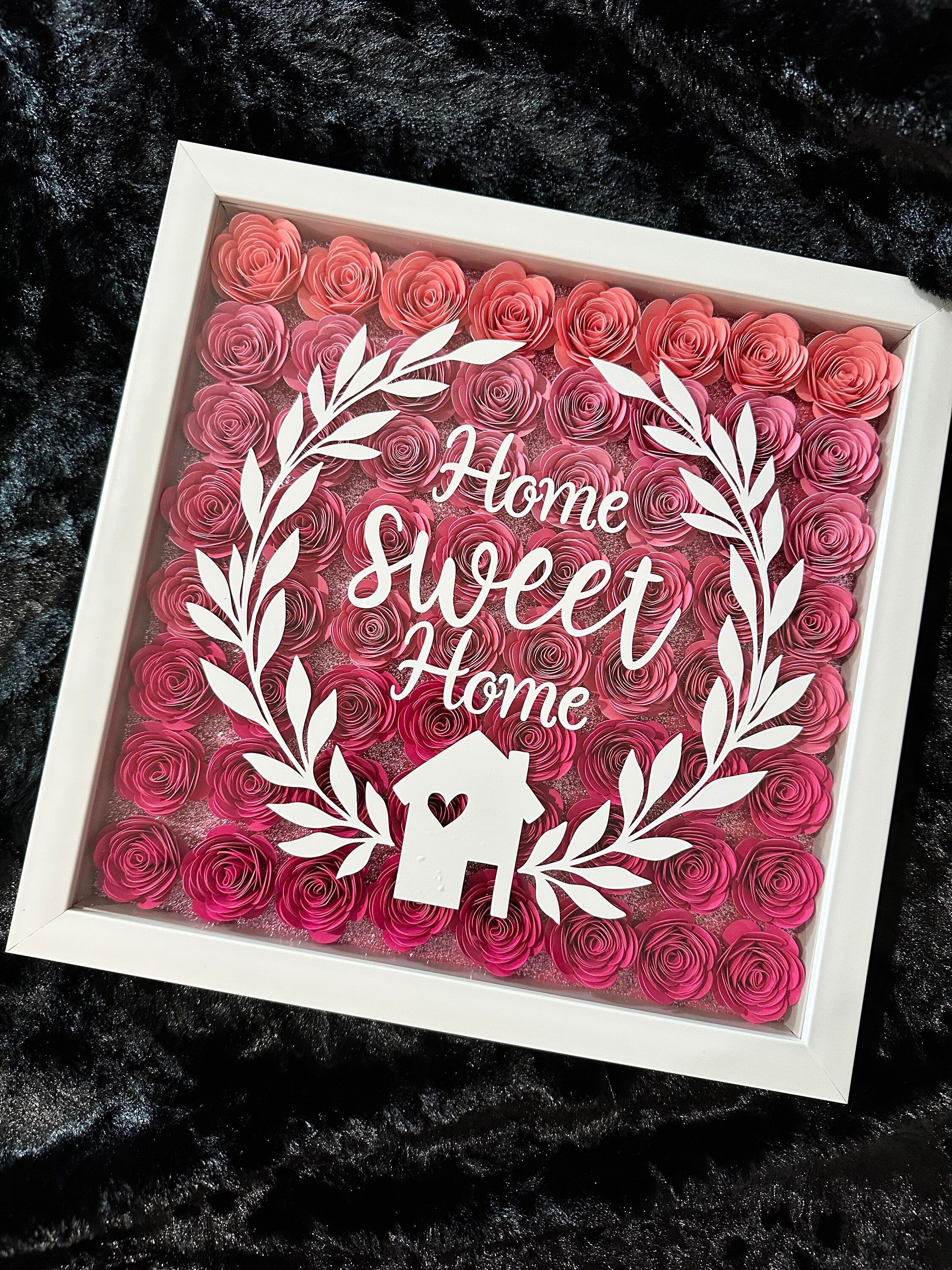 Home Shadow Box, Housewarming Gifts, Shadow Box, Paperflowers Shadow Box, New Home Gift, Gifts for Housewarming, Home Decor, Home sweet Home