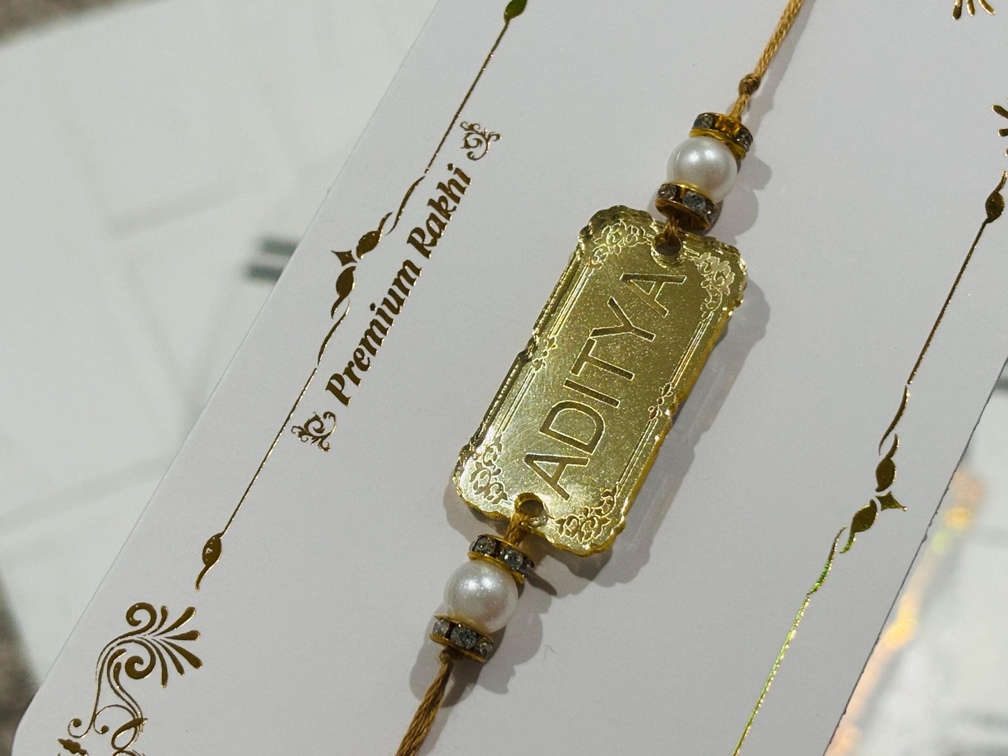 Gold Acrylic Rakhi, Engraved Rakhis, Rakhi, Rakhi for Brother, Rakhis, Custom Rakhis, Personalized Rakhis, Acrylic Rakhi, Custom Name Rakhis