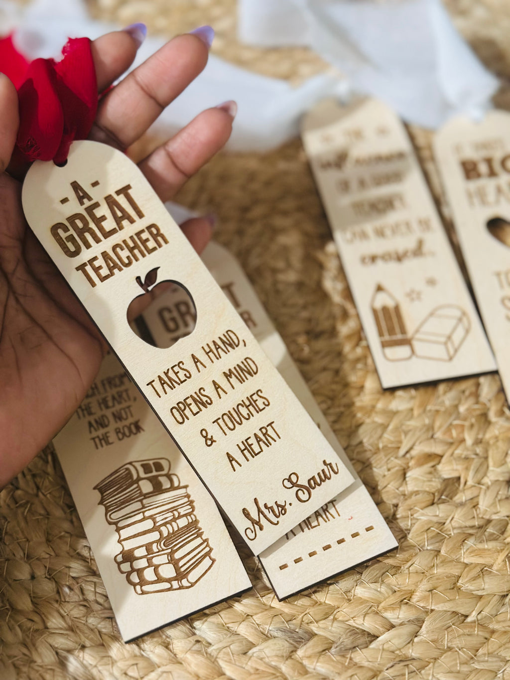 Personalized Wooden Teacher Bookmarks – Teacher Gift