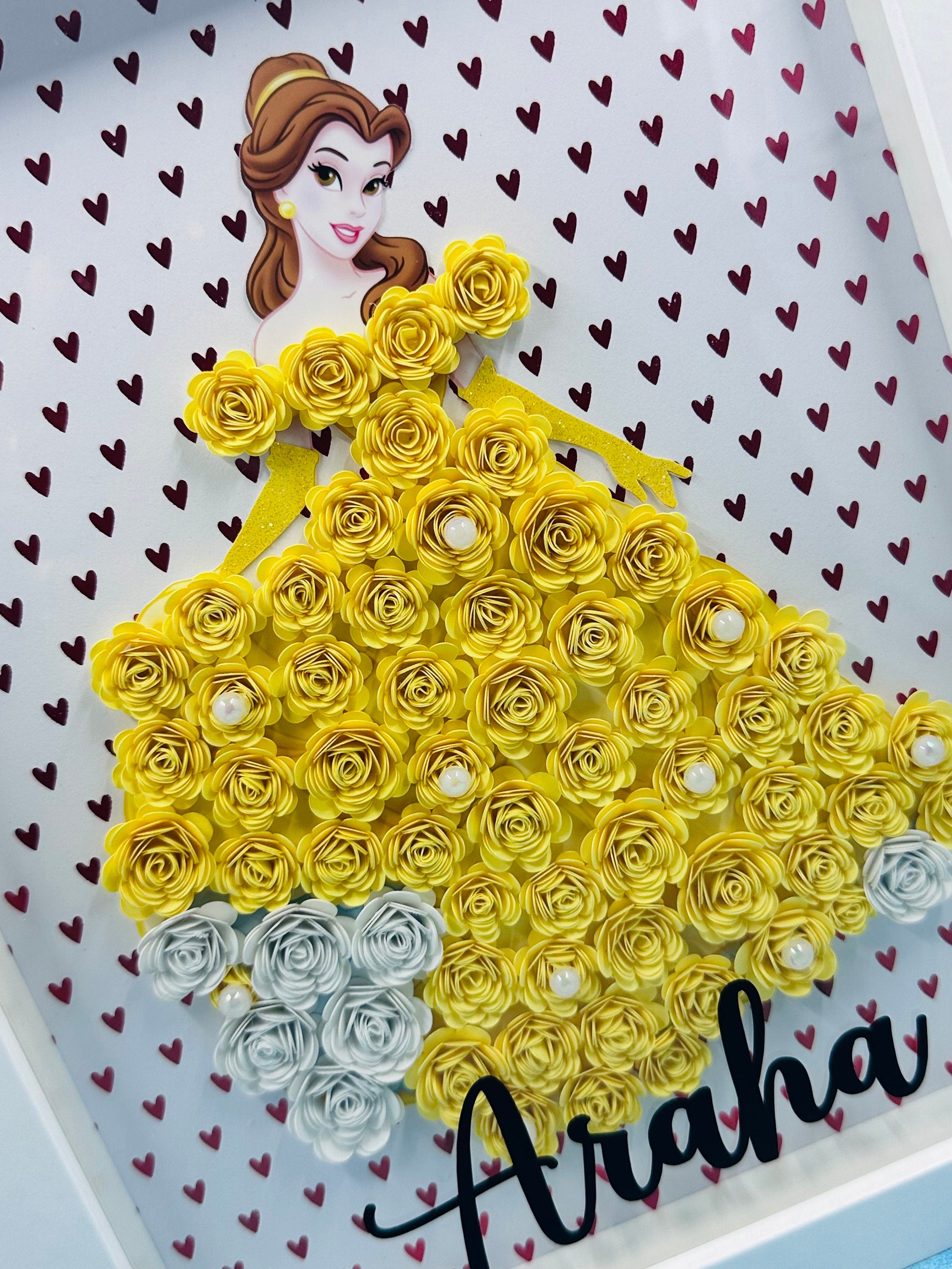 Princess Shaow Box, Paper Flower Shadow Box, Shadow Box, Kids Wall Decor, Return Gifts, Kids Room Decor, Home Decor, Princess Decor, Princes